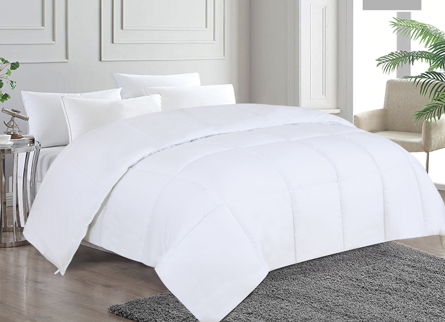 Fluffy Soft Goose Down Alternative Comforter Quilted All Season White Duvet Insert with Corner Tabs