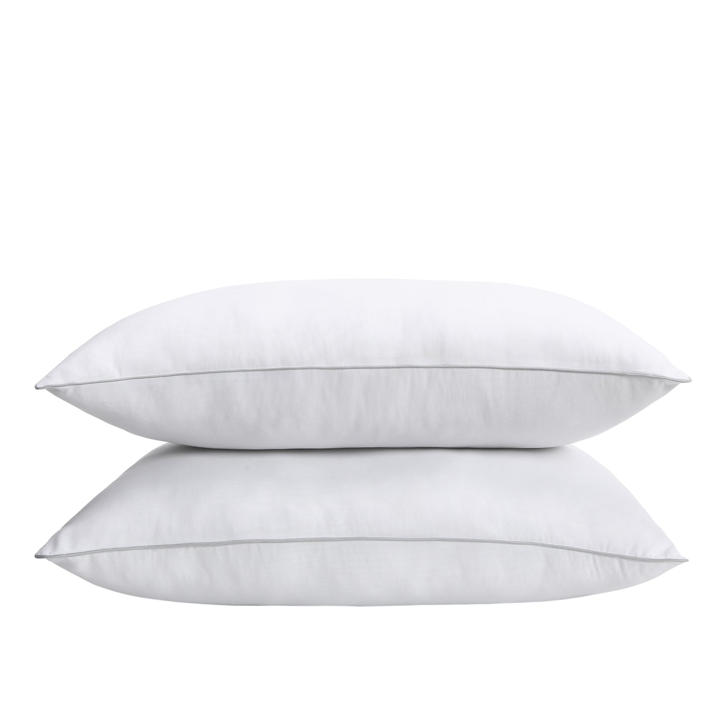 Medium Firm Oreiller Breathable Sleeping Silver Piping Bed Pillow for Side and Back Sleepers, 2 Piece Pack