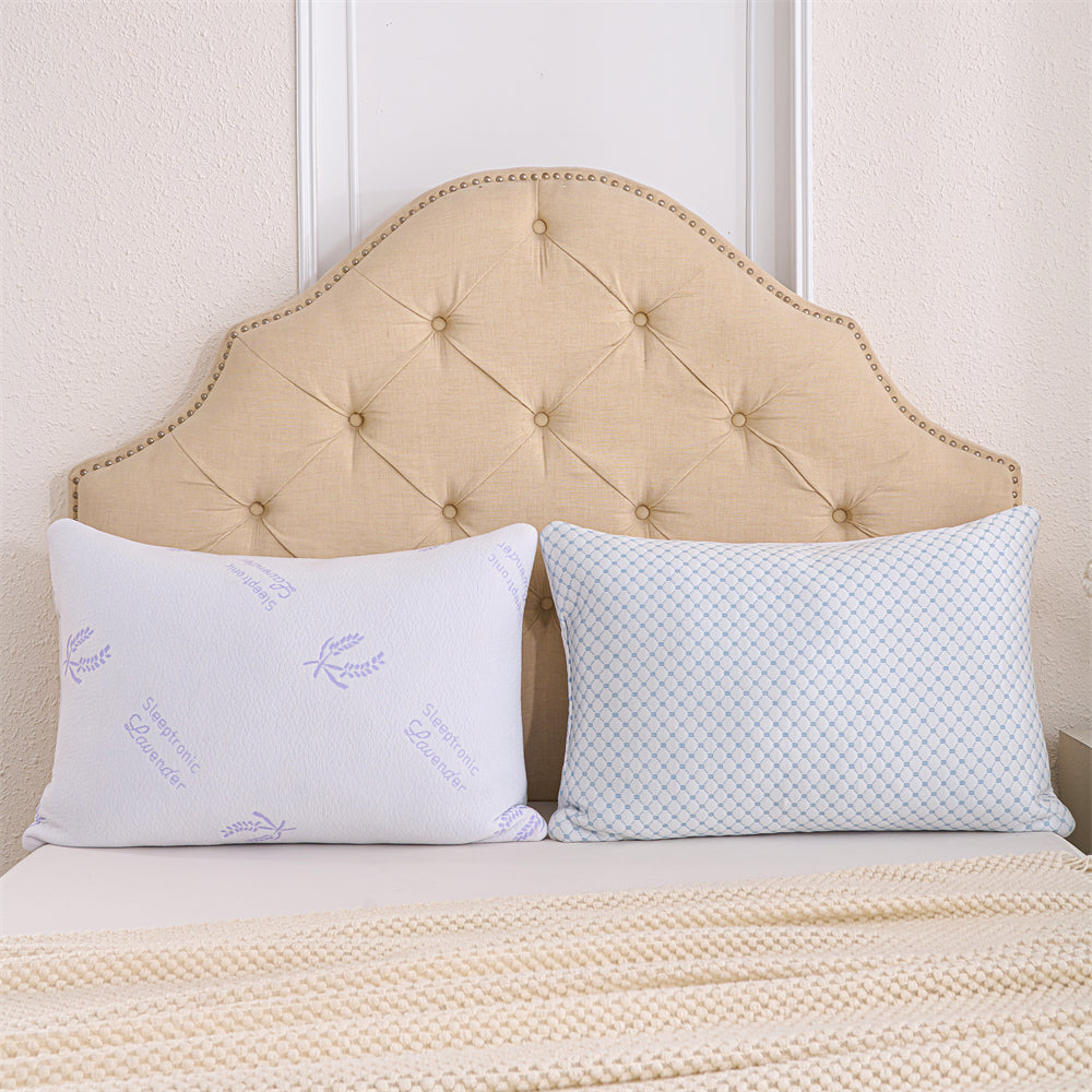 Lavender Rayon from Bamboo Cooling Bed Pillows, Shredded Memory Foam Reversible Bedding Cool Pillow