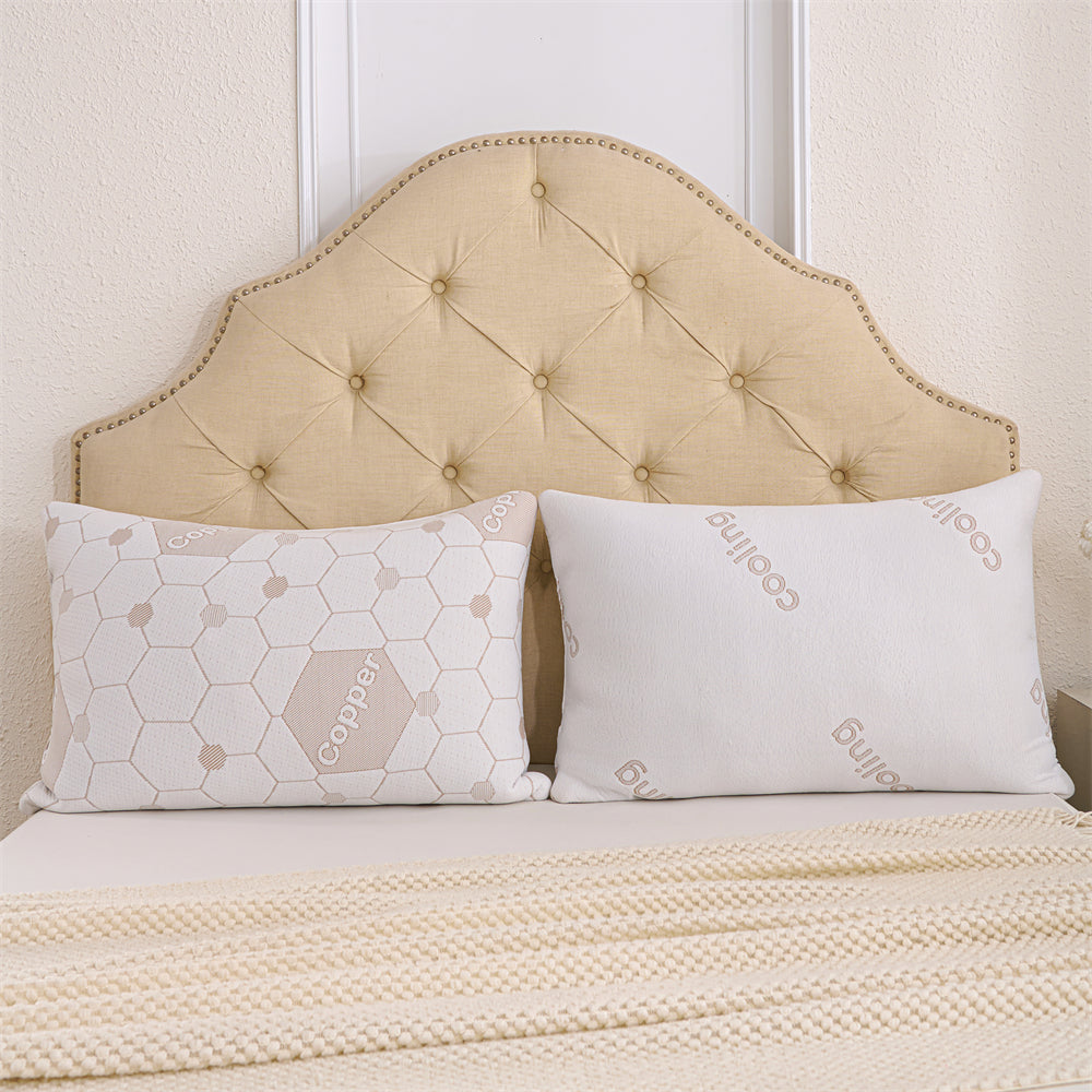 Copper Cooling Bed Pillows, Shredded Memory Foam Reversible Bedding Cool Pillow