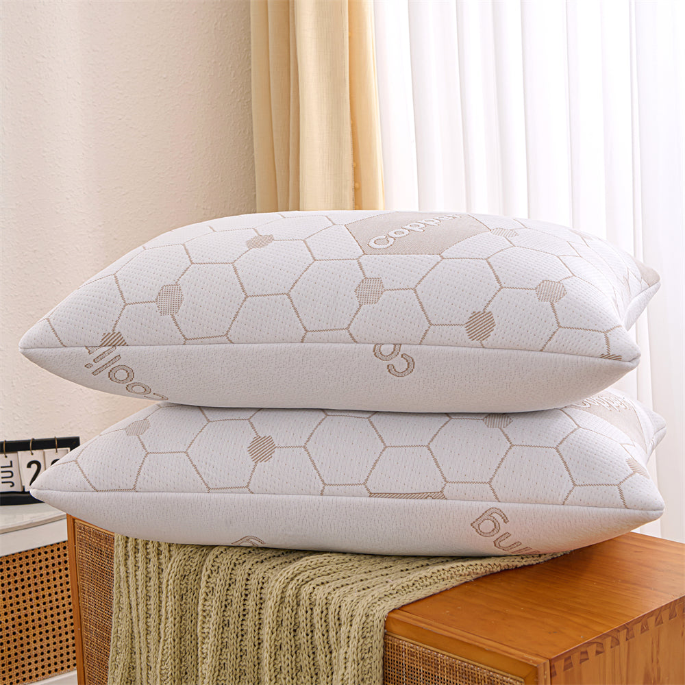 Copper Cooling Bed Pillows, Shredded Memory Foam Reversible Bedding Cool Pillow