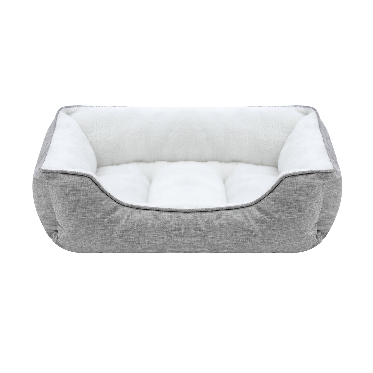 Orthopedic Dog Bed, Cat Puppy Mat with Sides Bolster, Soft Fluffy Pet Sofa, Anti-Slip Bottom, Grey 24 x 20 Inch