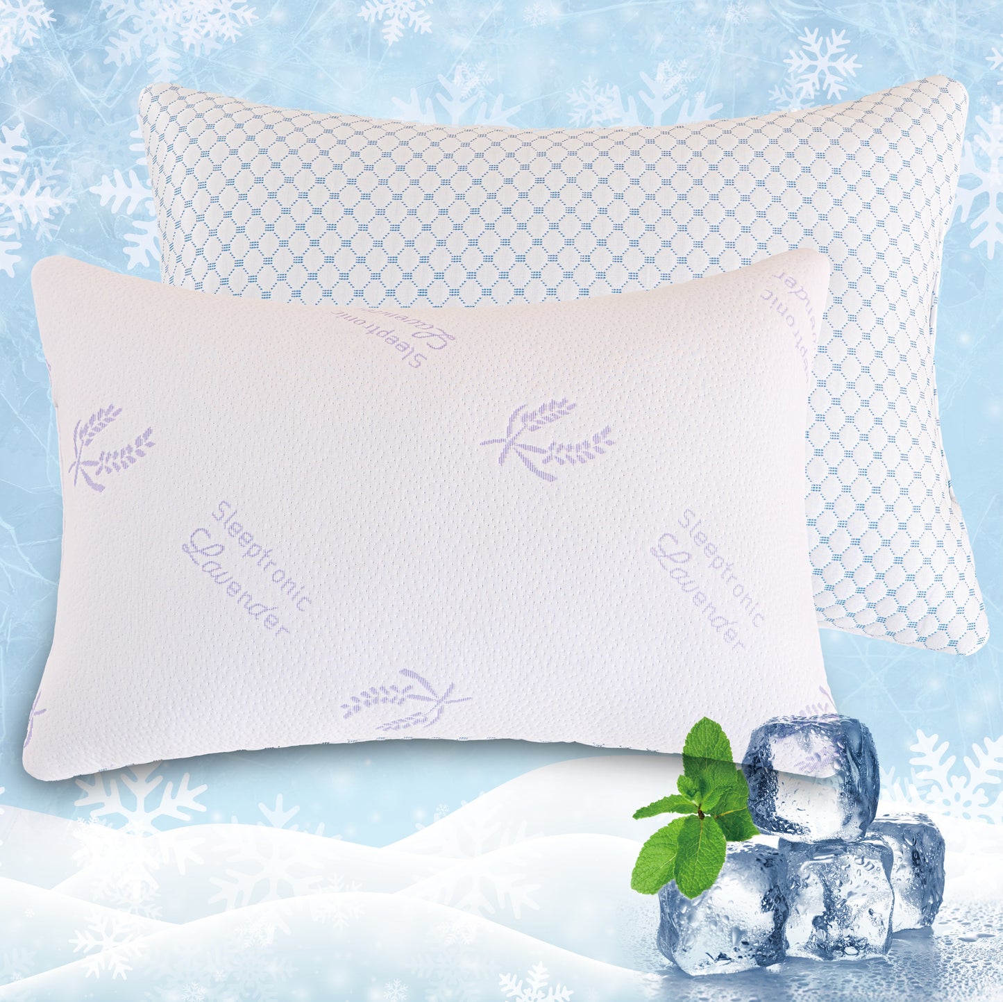 Lavender Rayon from Bamboo Cooling Bed Pillows, Shredded Memory Foam Reversible Bedding Cool Pillow