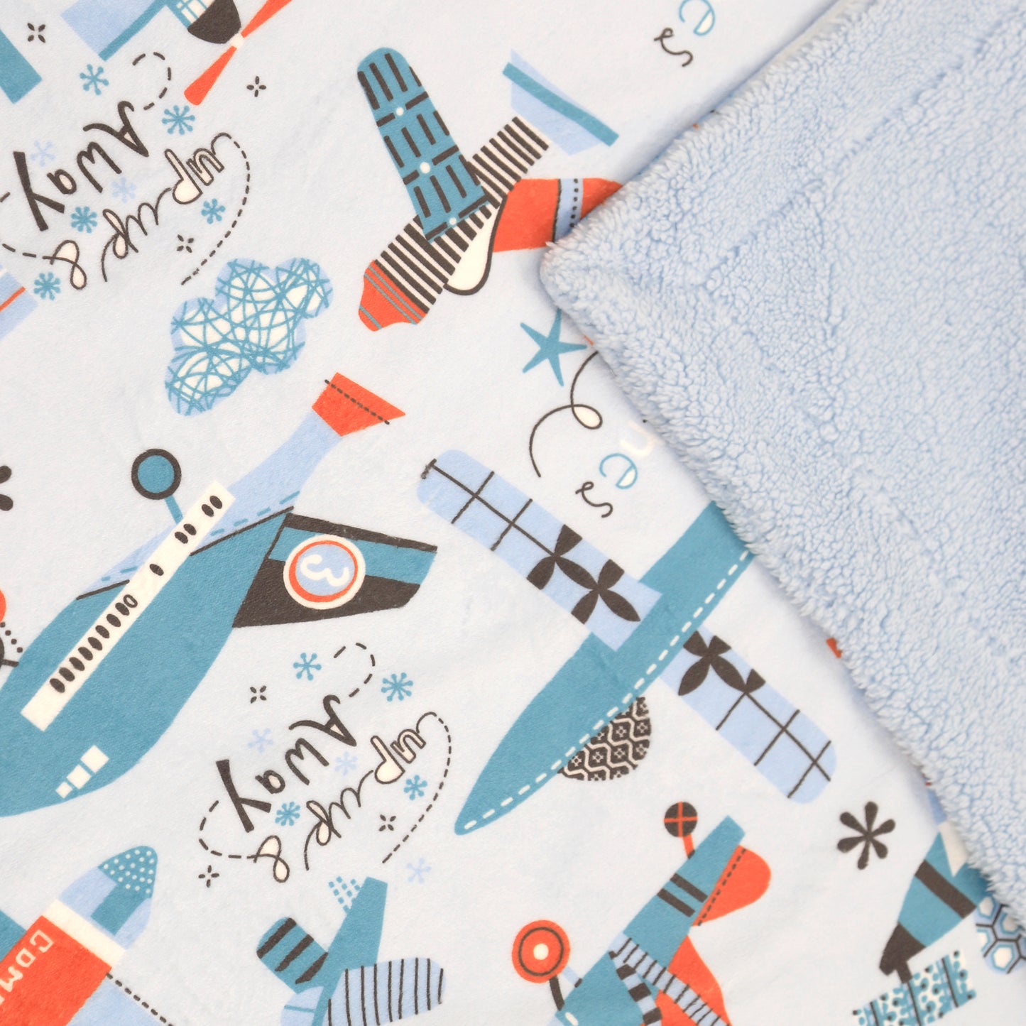 Kid Printed Fluffy Plush Soft Warm Flannel Fleece Children Throw Sherpa Kids Blanket, 40" x 50" Blue Airplane Kingdom
