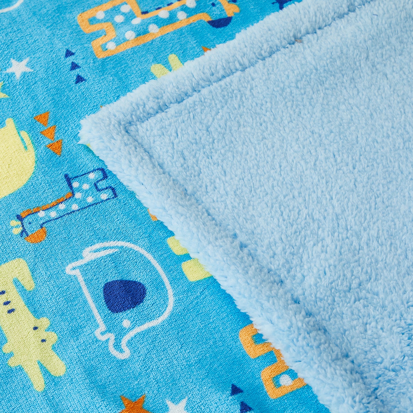 Kid Printed Fluffy Plush Soft Warm Flannel Fleece Children Throw Sherpa Kids Blanket, 30" x 40" Blue Animal Zoo
