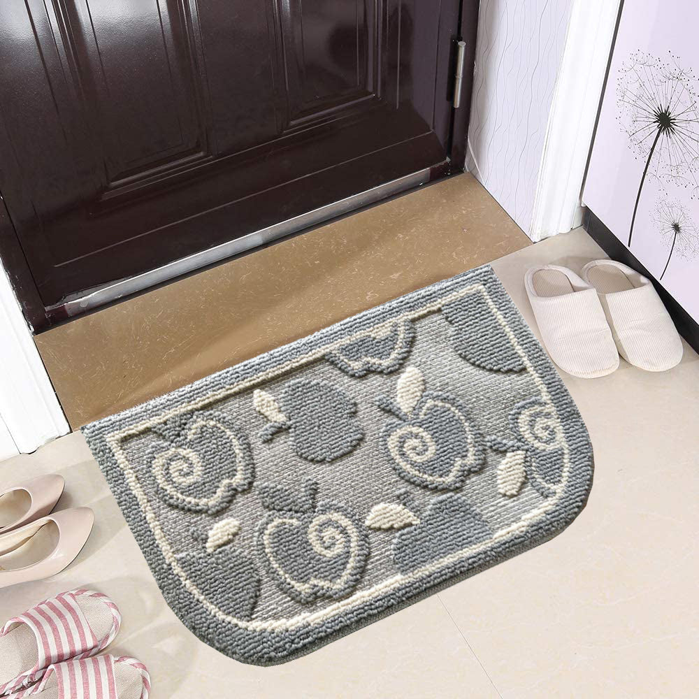 Decor Non-Slip Back Water Absorbent Soft Woven Runner Area Carpet Floor Mat Indoor Kitchen Rug, Silver Apple Harvest Design