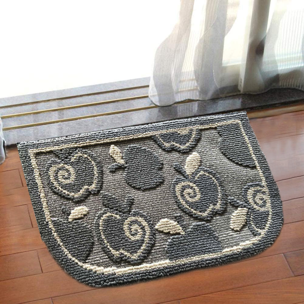 Decor Non-Slip Back Water Absorbent Soft Woven Runner Area Carpet Floor Mat Indoor Kitchen Rug, Silver Apple Harvest Design