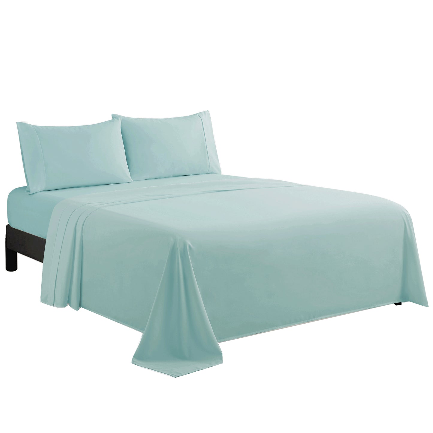 600 Thread Count Cotton Percale Soft Deep Pocket Solid Bedding All Season Sheet Set, Aqua