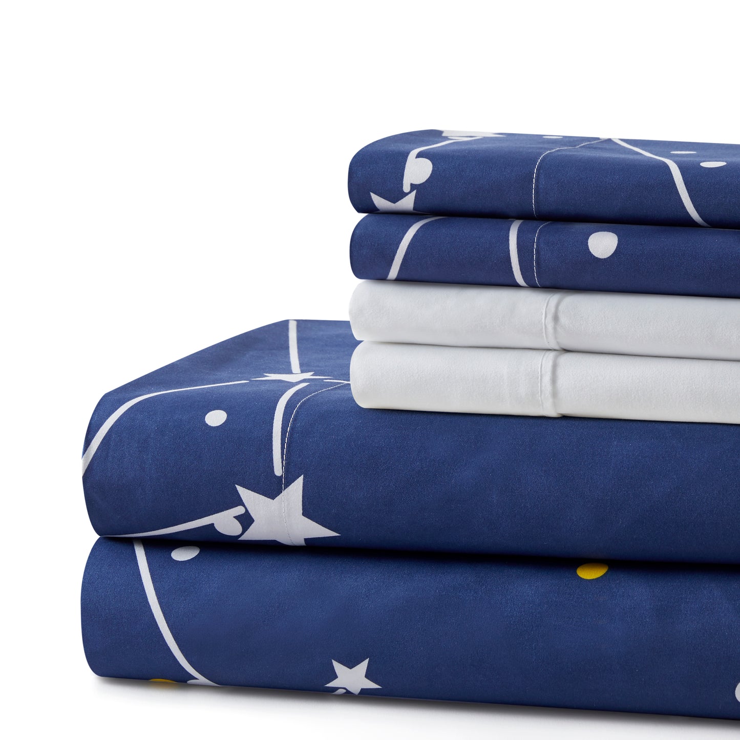 Printed Rayon from Bamboo Soft Deep Pocket Bedding All Season Sheet Set, Navy Blue Asterism