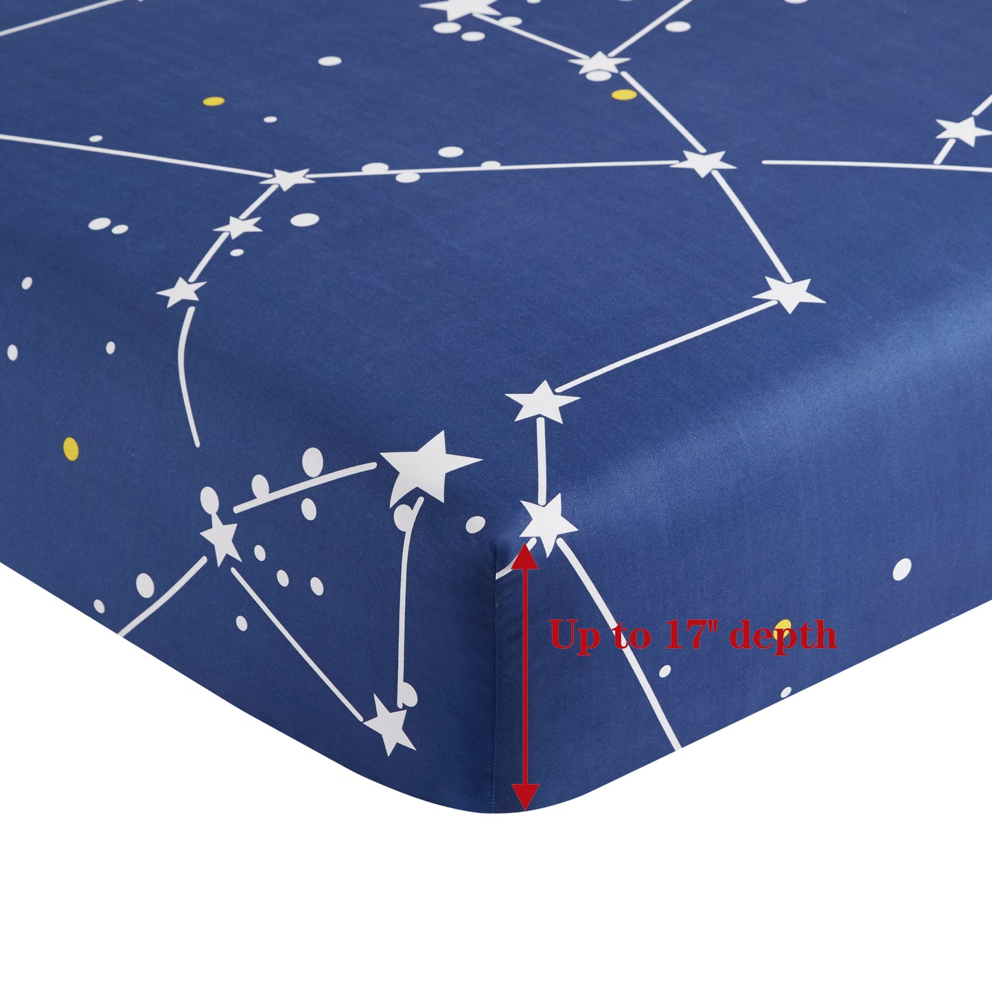 Printed Rayon from Bamboo Soft Deep Pocket Bedding All Season Sheet Set, Navy Blue Asterism