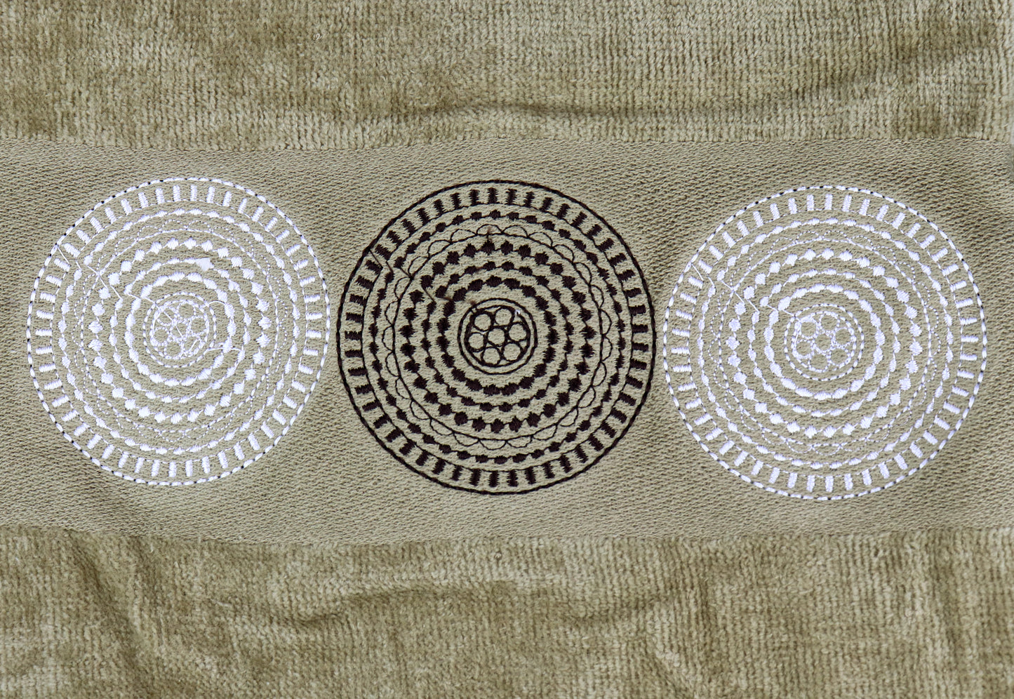 Premium Luxury Decor 100% Cotton Soft Bathroom Modern Embroidered 3 Piece Towel Set, Brown Circles Pattern