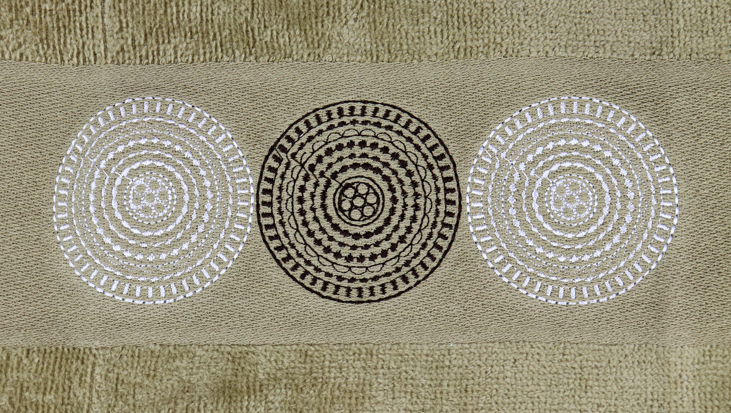 Premium Luxury Decor 100% Cotton Soft Bathroom Modern Embroidered 3 Piece Towel Set, Brown Circles Pattern