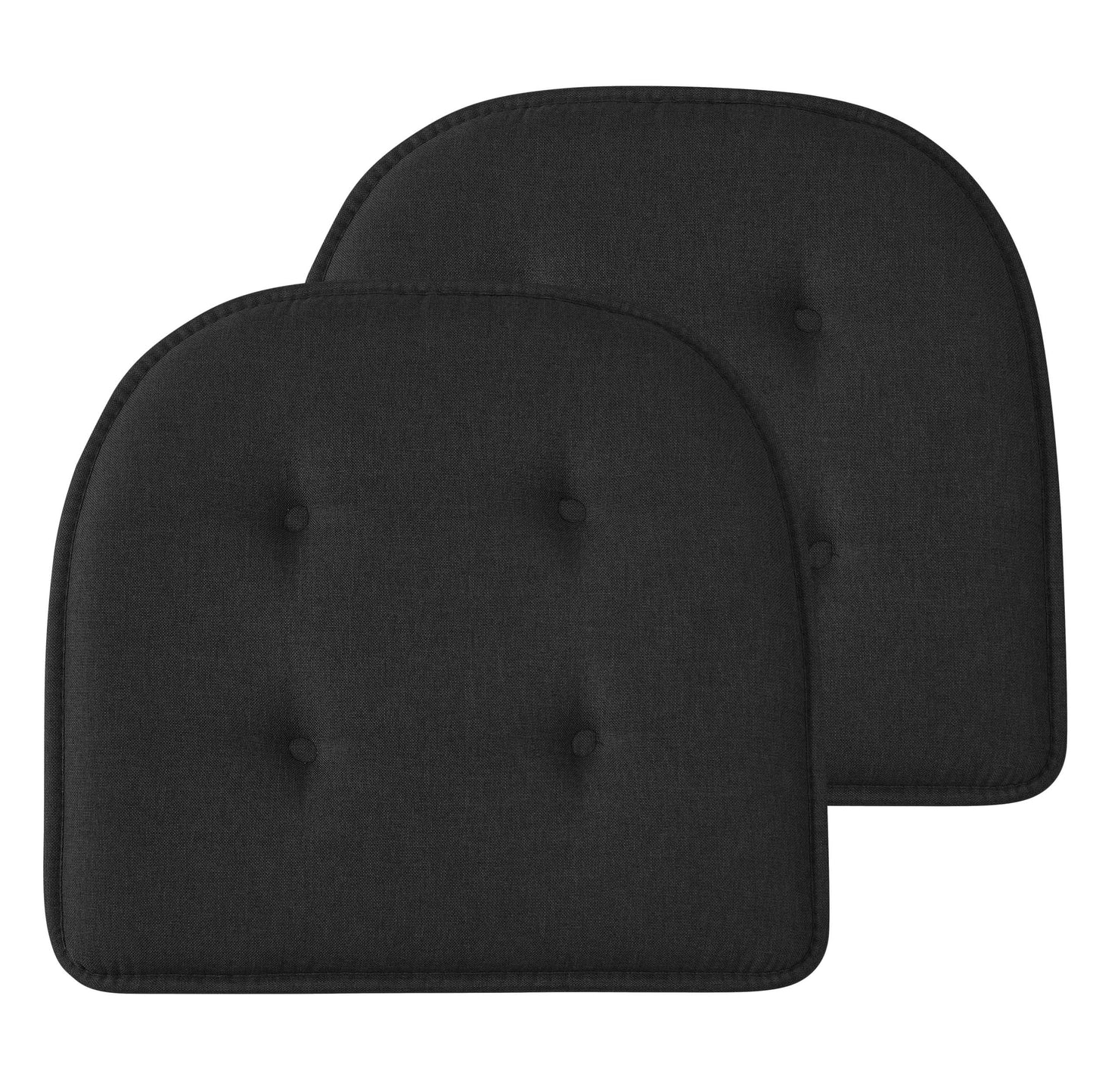 Memory Foam U-Shaped Premium Thick Seat Pad Tufted Nonslip Rubber Back Indoor Kitchen Chair Cushion 17 x 16 Inch, Black