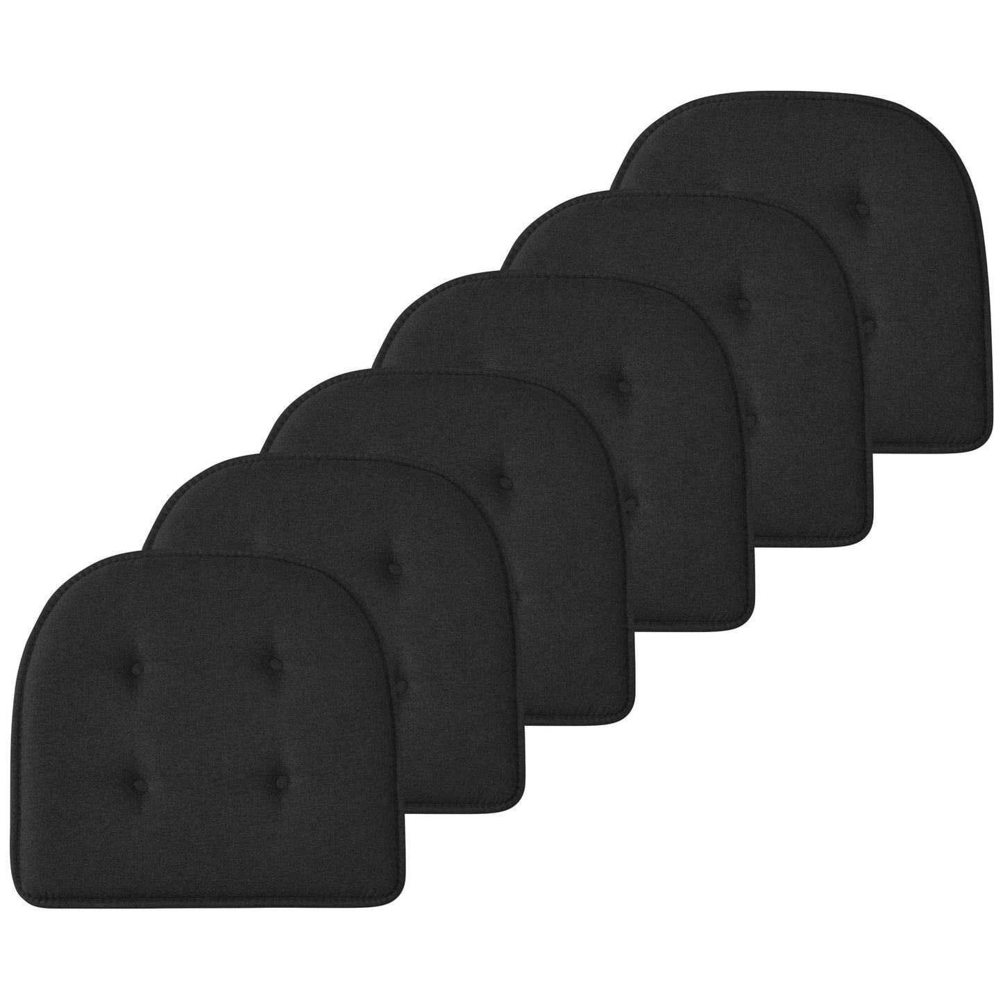 Memory Foam U-Shaped Premium Thick Seat Pad Tufted Nonslip Rubber Back Indoor Kitchen Chair Cushion 17 x 16 Inch, Black