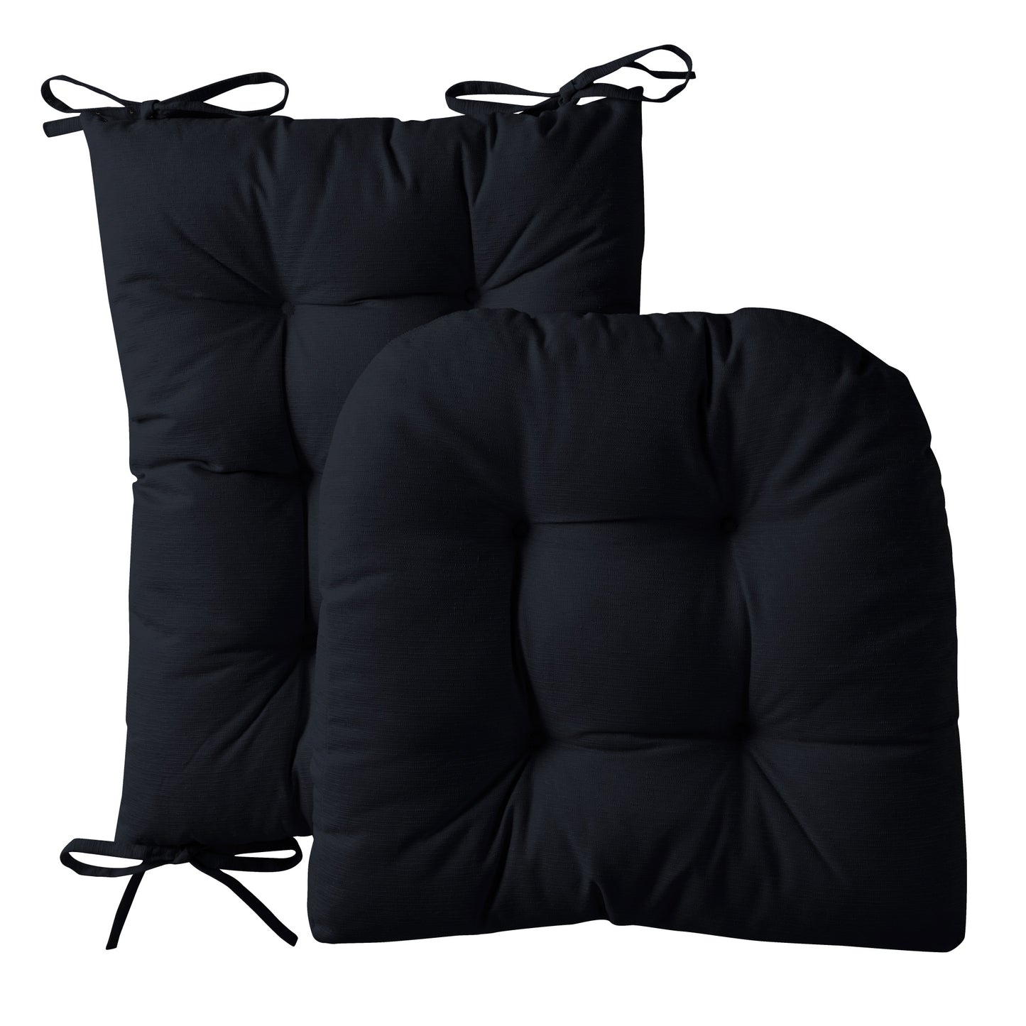 Rocking Chair Cushion Premium Comfortable Thick Nonslip Back Tufted High-Backed Lounger Seat Pads 2 Piece Set, Black