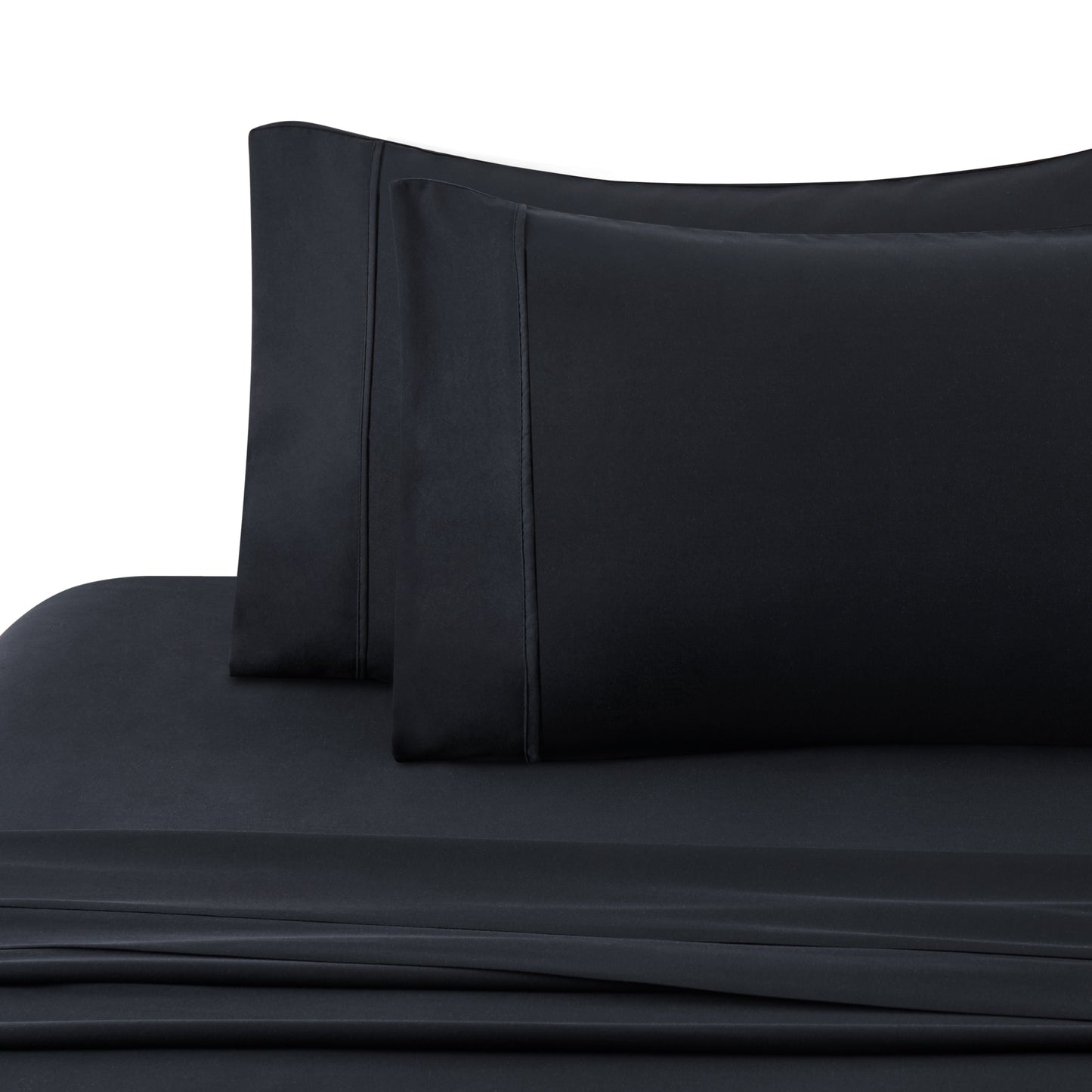 600 Thread Count Cotton Percale Soft Deep Pocket Solid Bedding All Season Sheet Set, Black