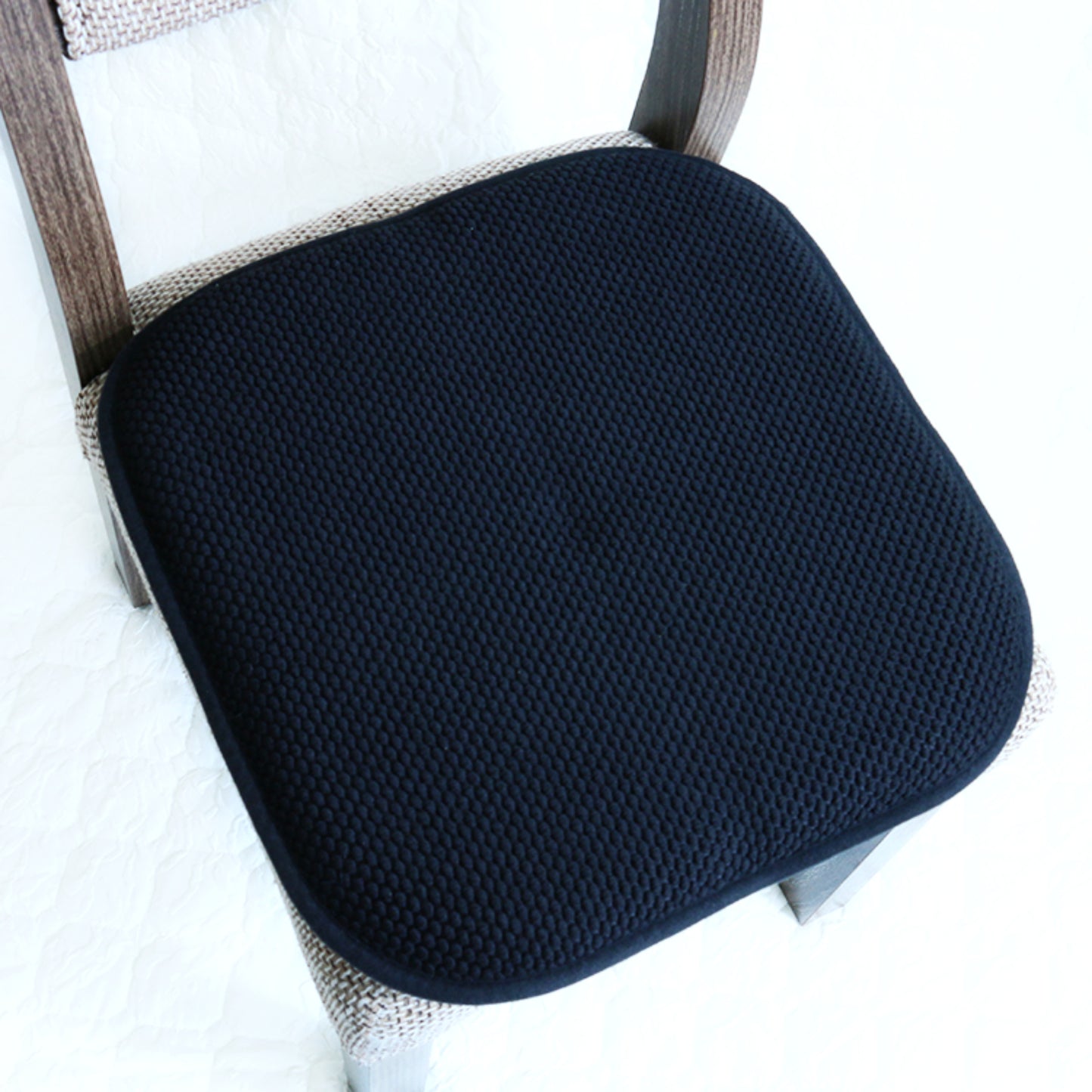 Memory Foam Honeycomb Premium Thick Chair Nonslip Rubber Back Seat Pads Kitchen Chair Cushion Set 16 x 16 Inch, Black