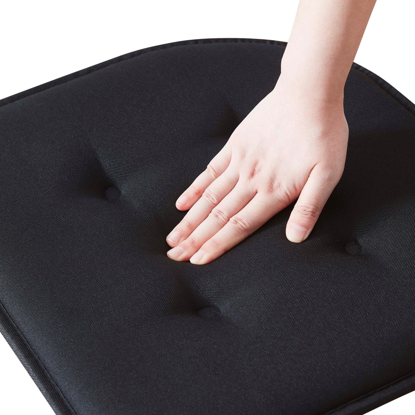 Memory Foam U-Shaped Premium Thick Seat Pad Tufted Nonslip Rubber Back Indoor Kitchen Chair Cushion 17 x 16 Inch, Black