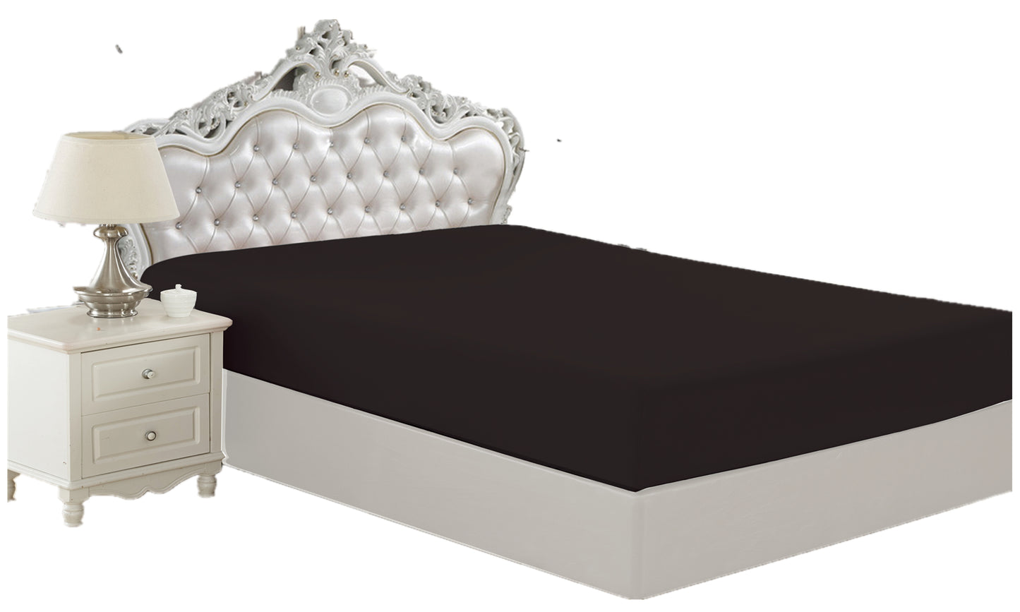 Solid Rayon from Bamboo Soft Silky Deep Pocket All Season Bedding Wrinkle Free Fitted Sheet, Black