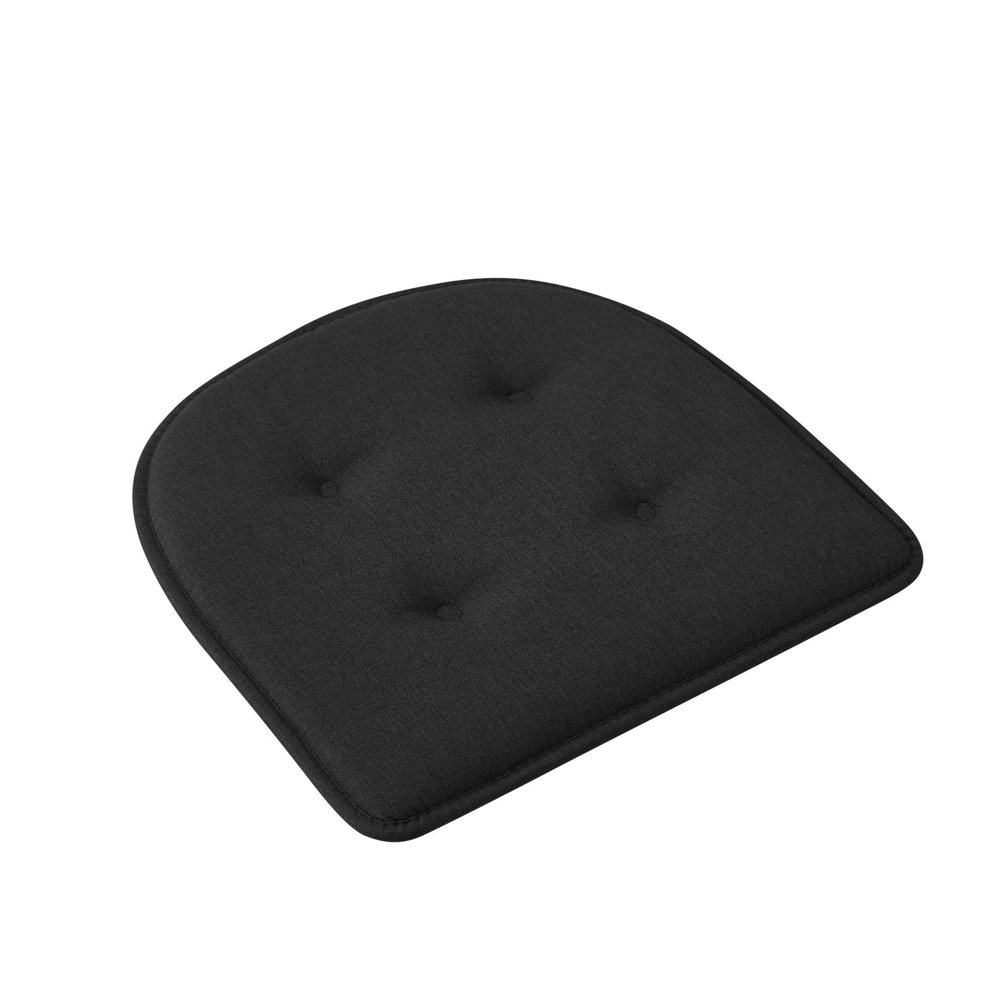 Memory Foam U-Shaped Premium Thick Seat Pad Tufted Nonslip Rubber Back Indoor Kitchen Chair Cushion 17 x 16 Inch, Black