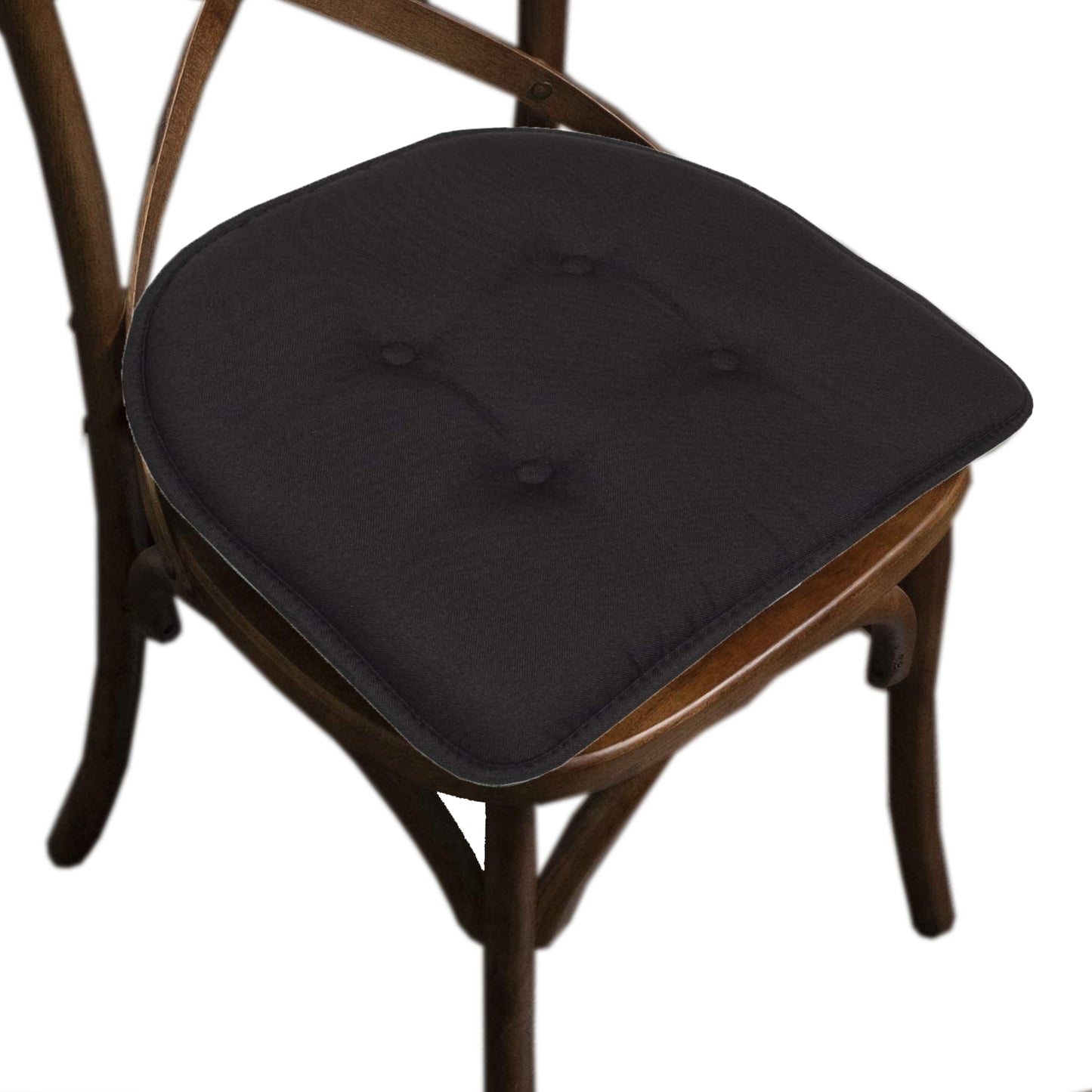Memory Foam U-Shaped Premium Thick Seat Pad Tufted Nonslip Rubber Back Indoor Kitchen Chair Cushion 17 x 16 Inch, Black