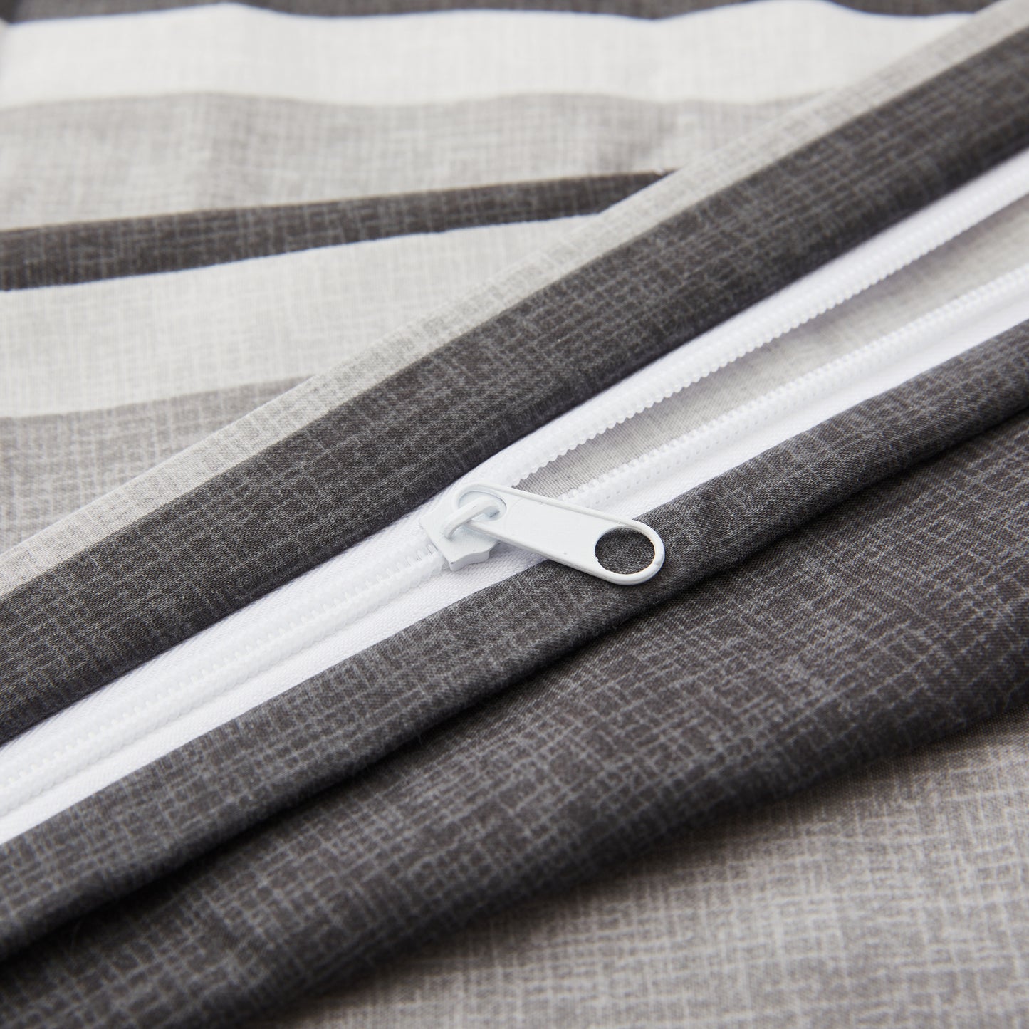 Printed Rayon from Bamboo Soft Bedding Silky Zipper All Season Duvet Cover Set, Black Grey Stripes