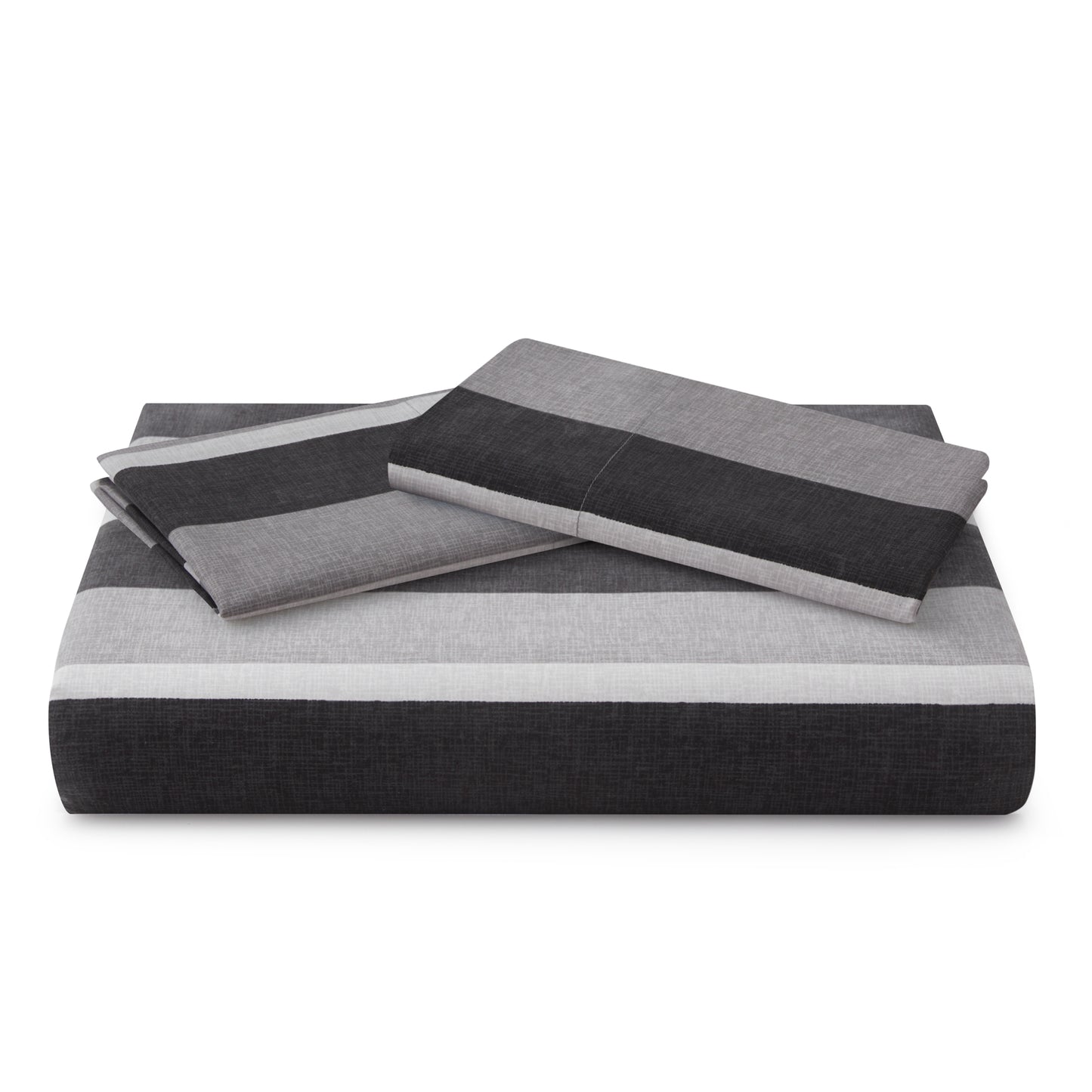 Printed Rayon from Bamboo Soft Bedding Silky Zipper All Season Duvet Cover Set, Black Grey Stripes