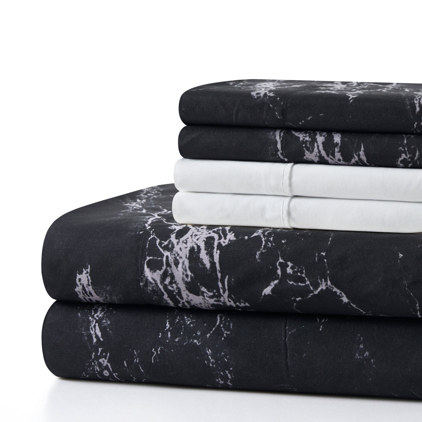 Printed Rayon from Bamboo Soft Deep Pocket Bedding All Season Sheet Set, Modern Black Marble