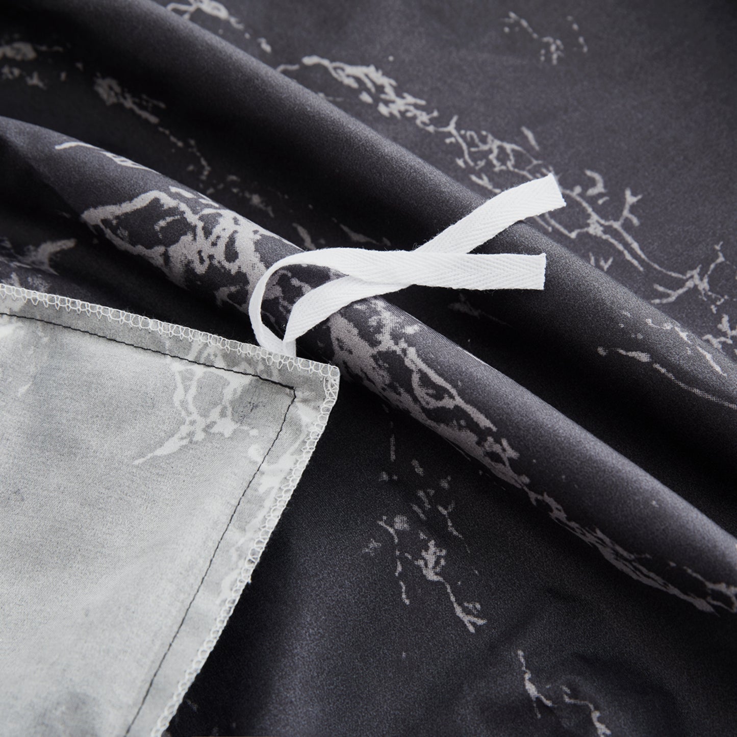 Printed Rayon from Bamboo Soft Bedding Silky Zipper All Season Duvet Cover Set, Modern Black Marble