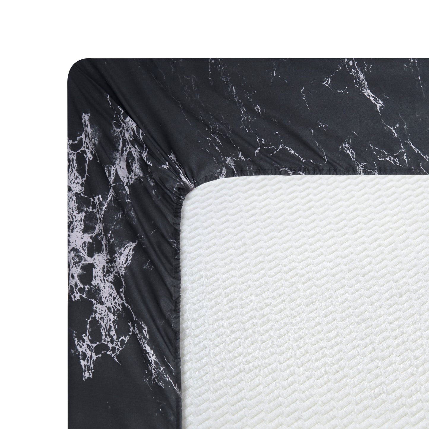 Printed Rayon from Bamboo Soft Deep Pocket Bedding All Season Sheet Set, Modern Black Marble