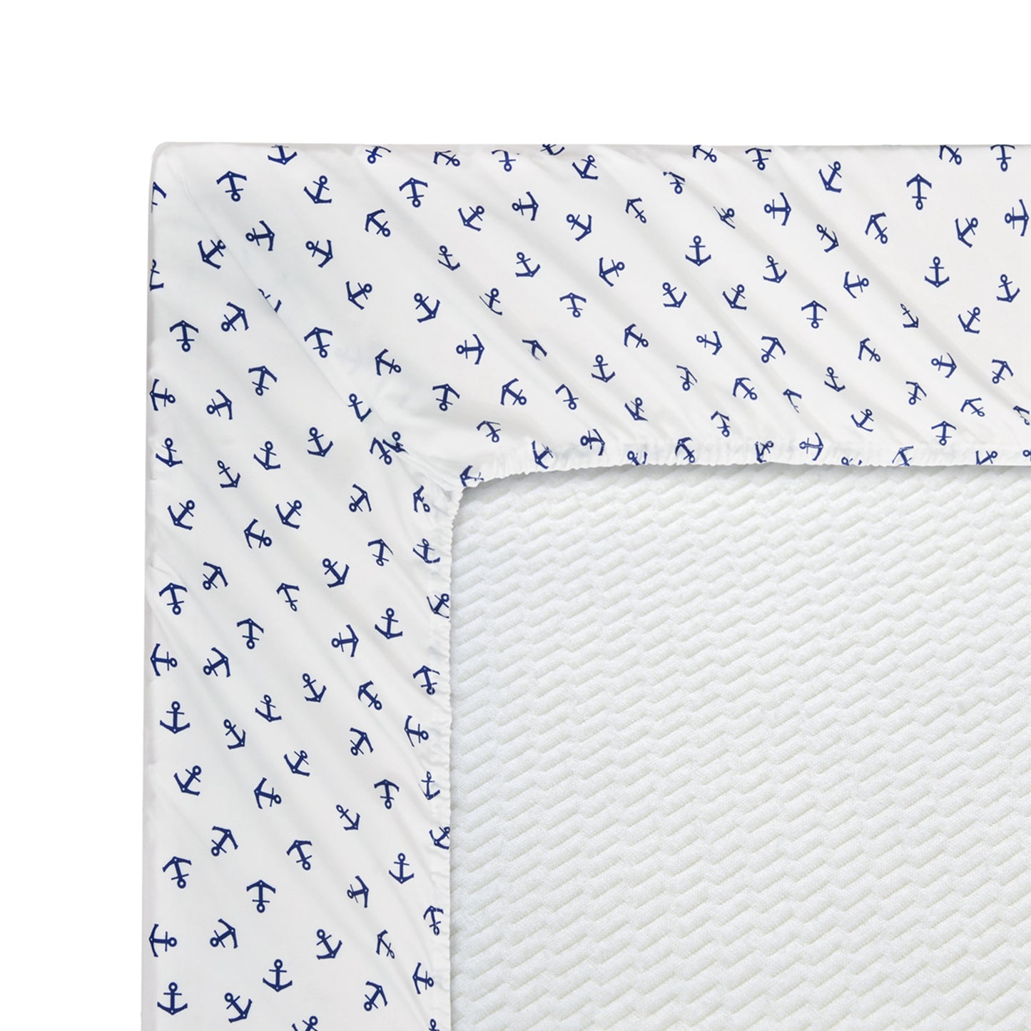 Printed Cotton Blend Percale 600 Thread Count Soft Deep Pocket All Season Bedding Sheet Set, Blue Nautical Anchor Pattern