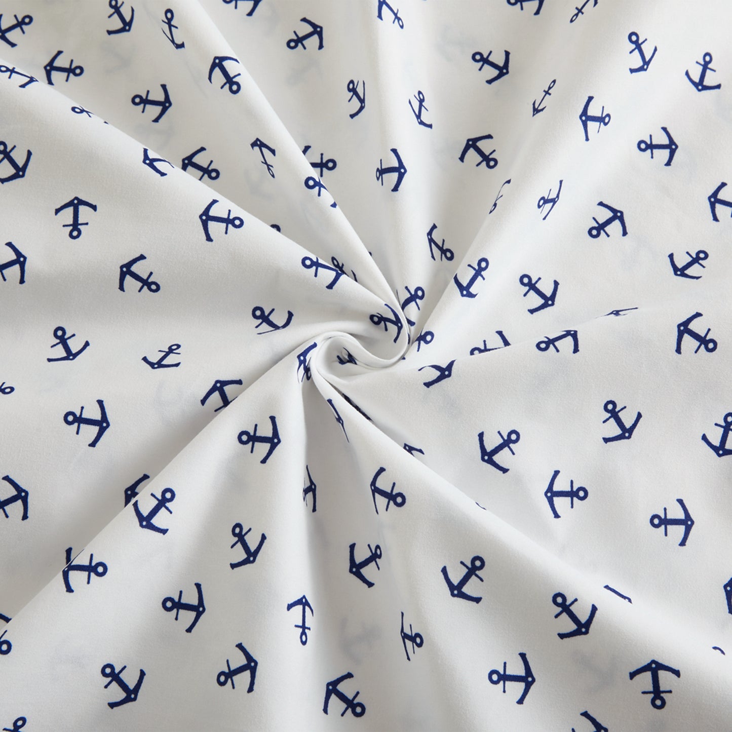 Printed Cotton Blend Percale 600 Thread Count Soft Deep Pocket All Season Bedding Sheet Set, Blue Nautical Anchor Pattern