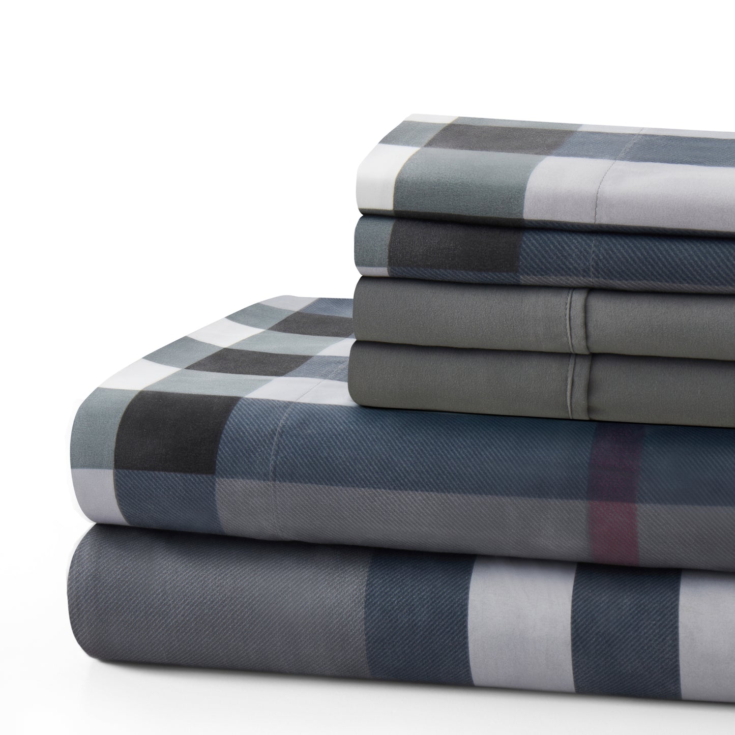 Printed Rayon from Bamboo Soft Deep Pocket Bedding All Season Sheet Set, Modern Grey Tartan
