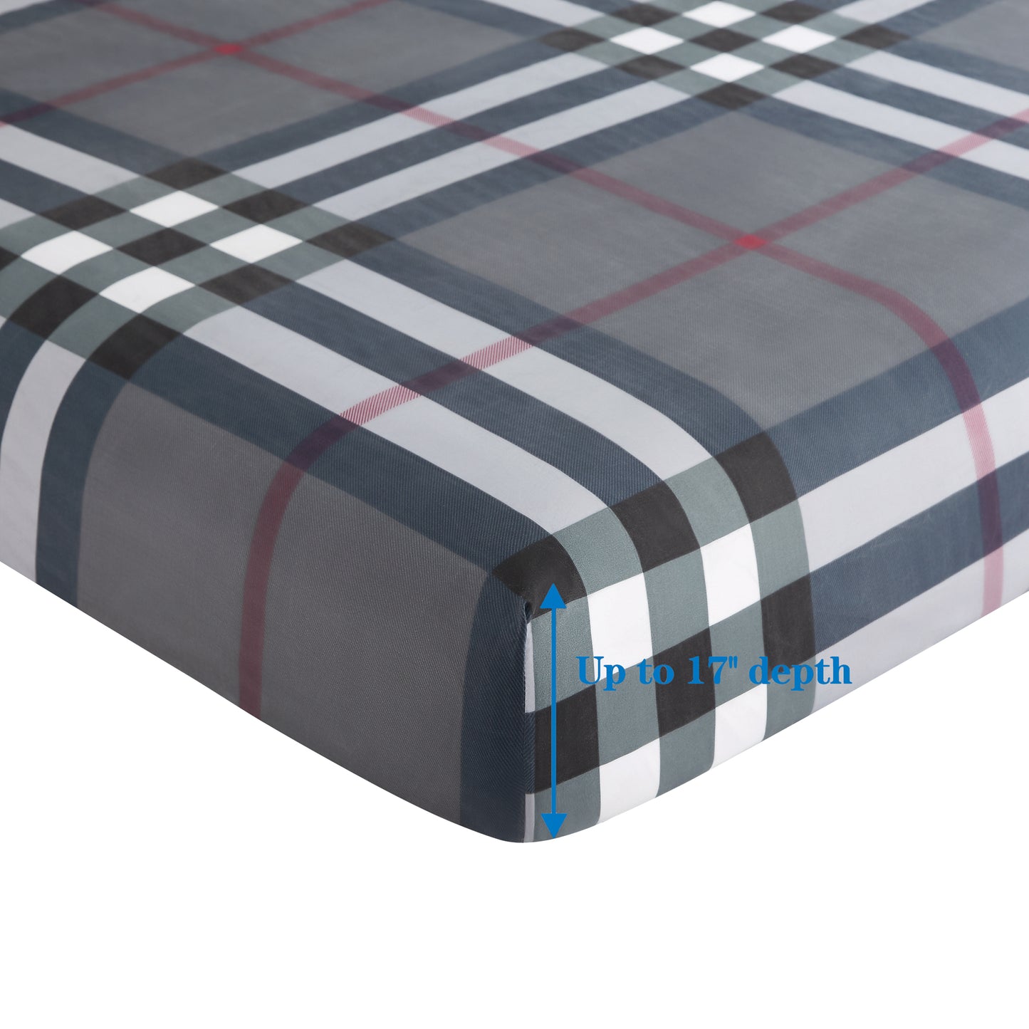 Printed Rayon from Bamboo Soft Deep Pocket Bedding All Season Sheet Set, Modern Grey Tartan