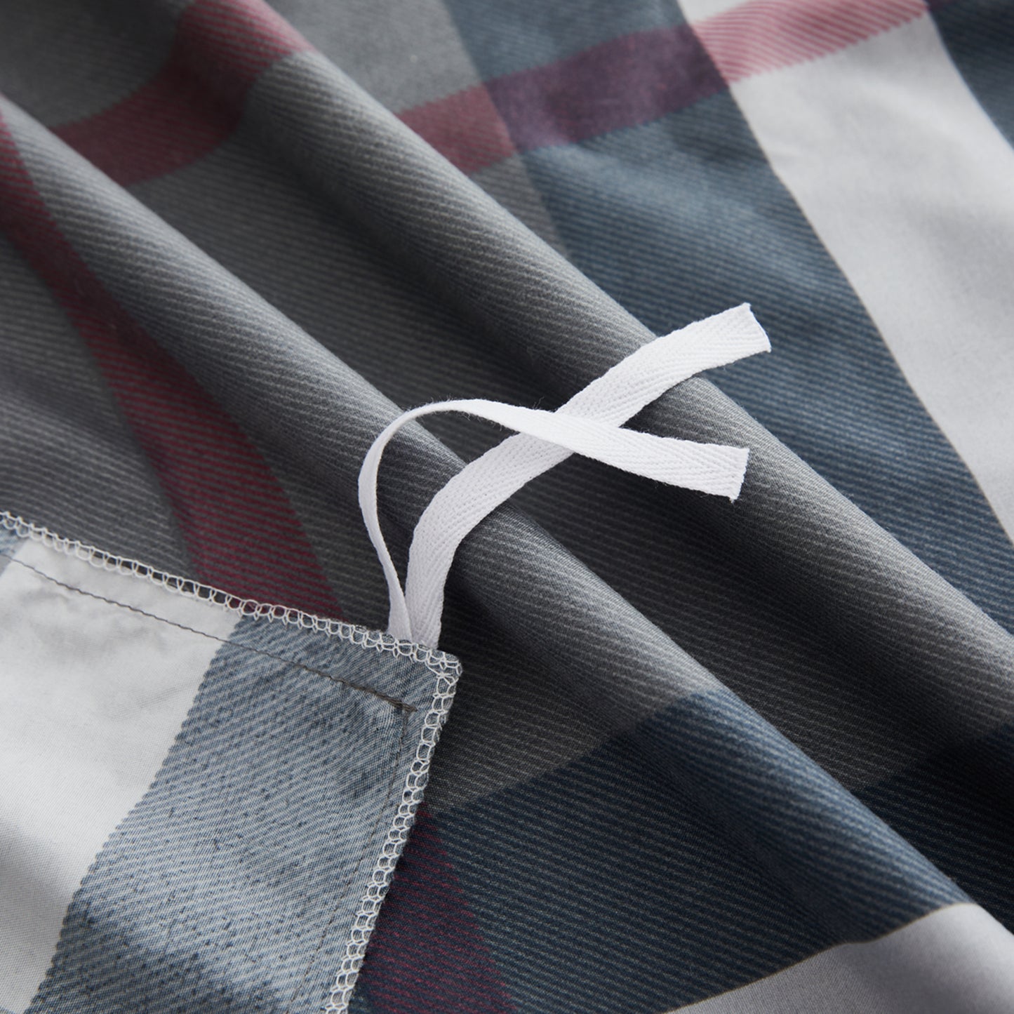 Printed Rayon from Bamboo Soft Bedding Silky Zipper All Season Duvet Cover Set, Modern Grey Tartan