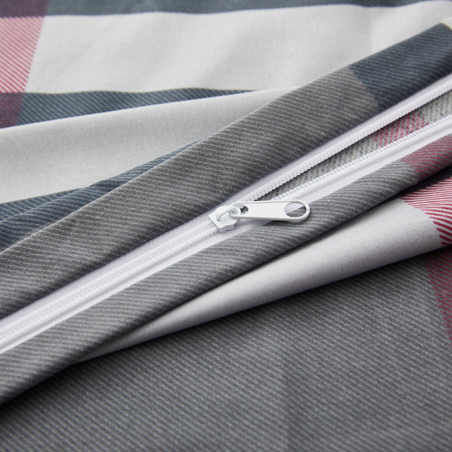 Printed Rayon from Bamboo Soft Bedding Silky Zipper All Season Duvet Cover Set, Modern Grey Tartan