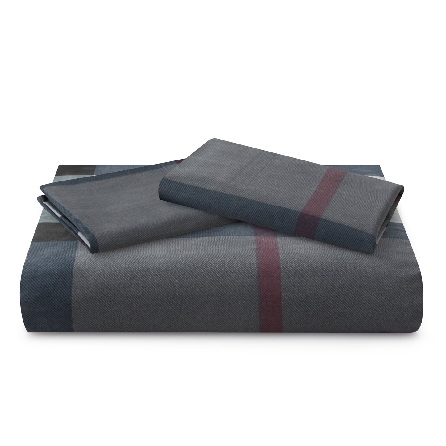 Printed Rayon from Bamboo Soft Bedding Silky Zipper All Season Duvet Cover Set, Modern Grey Tartan