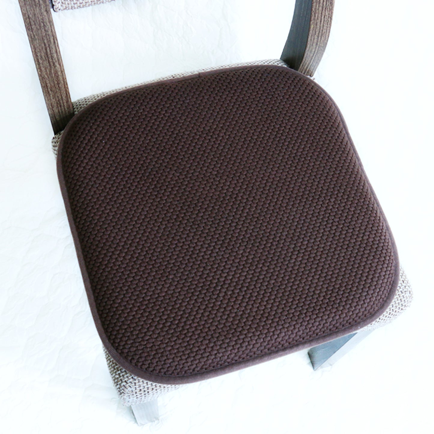 Memory Foam Honeycomb Premium Thick Chair Nonslip Rubber Back Seat Pads Kitchen Chair Cushion Set 16 x 16 Inch, Brown