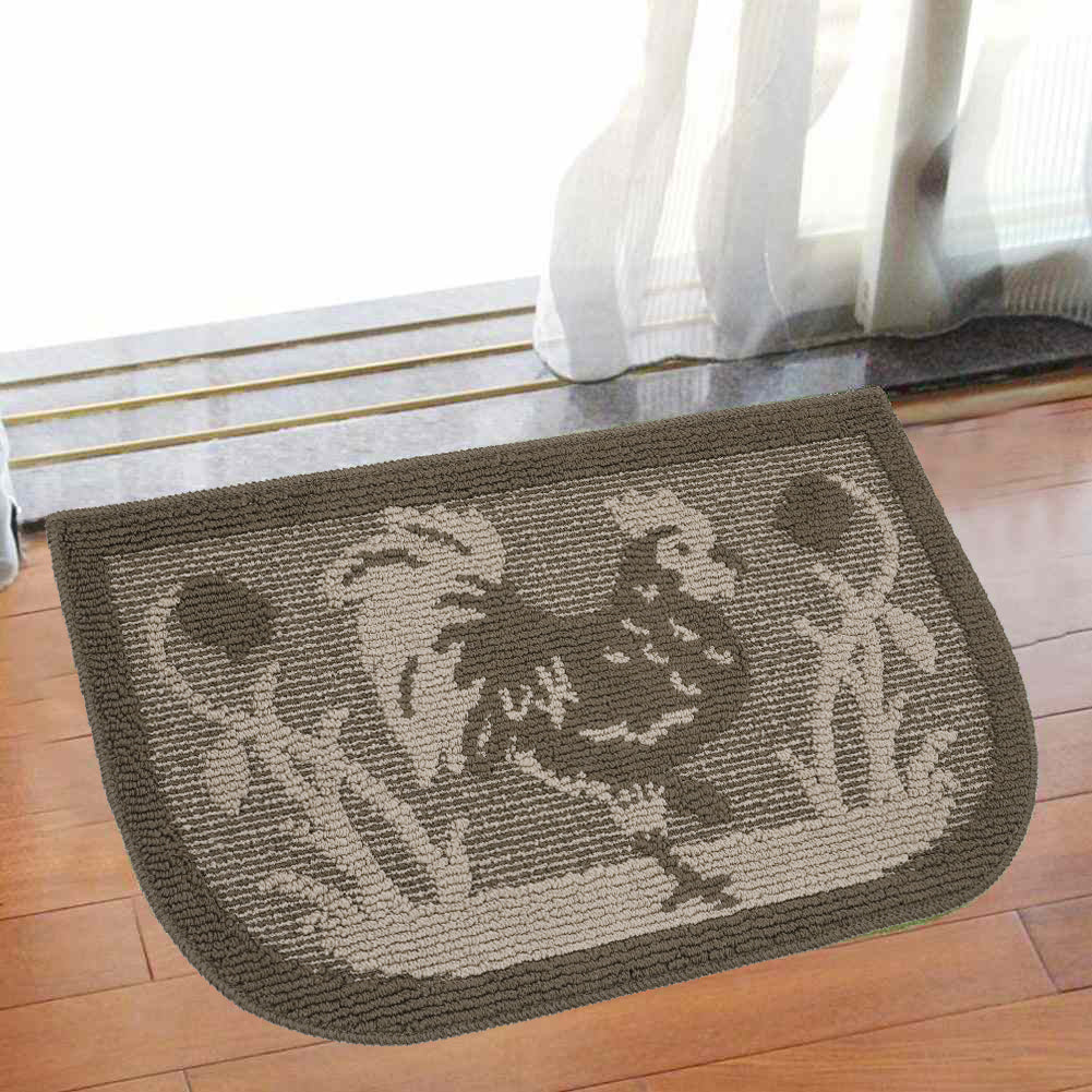 Decor Non-Slip Back Water Absorbent Soft Woven Runner Area Carpet Floor Mat Indoor Kitchen Rug, Brown Rooster Design