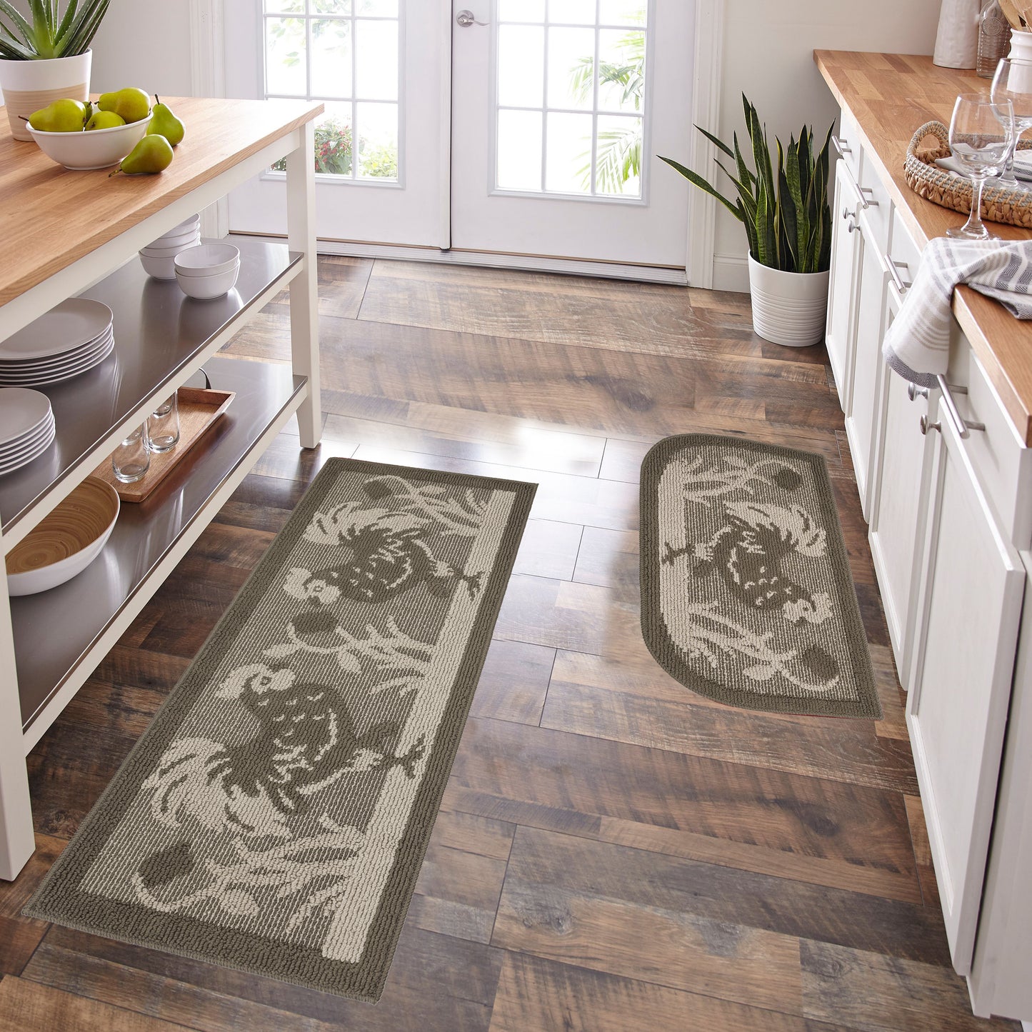 Decor Non-Slip Back Water Absorbent Soft Woven Runner Area Carpet Floor Mat Indoor Kitchen Rug, Brown Rooster Design