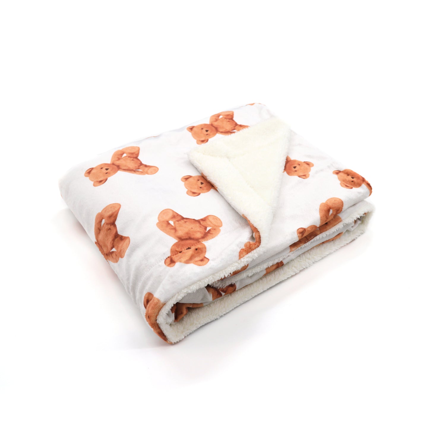 Kid Printed Fluffy Plush Soft Warm Flannel Fleece Children Throw Sherpa Kids Blanket, 40" x 50" Brown Teddy Bear