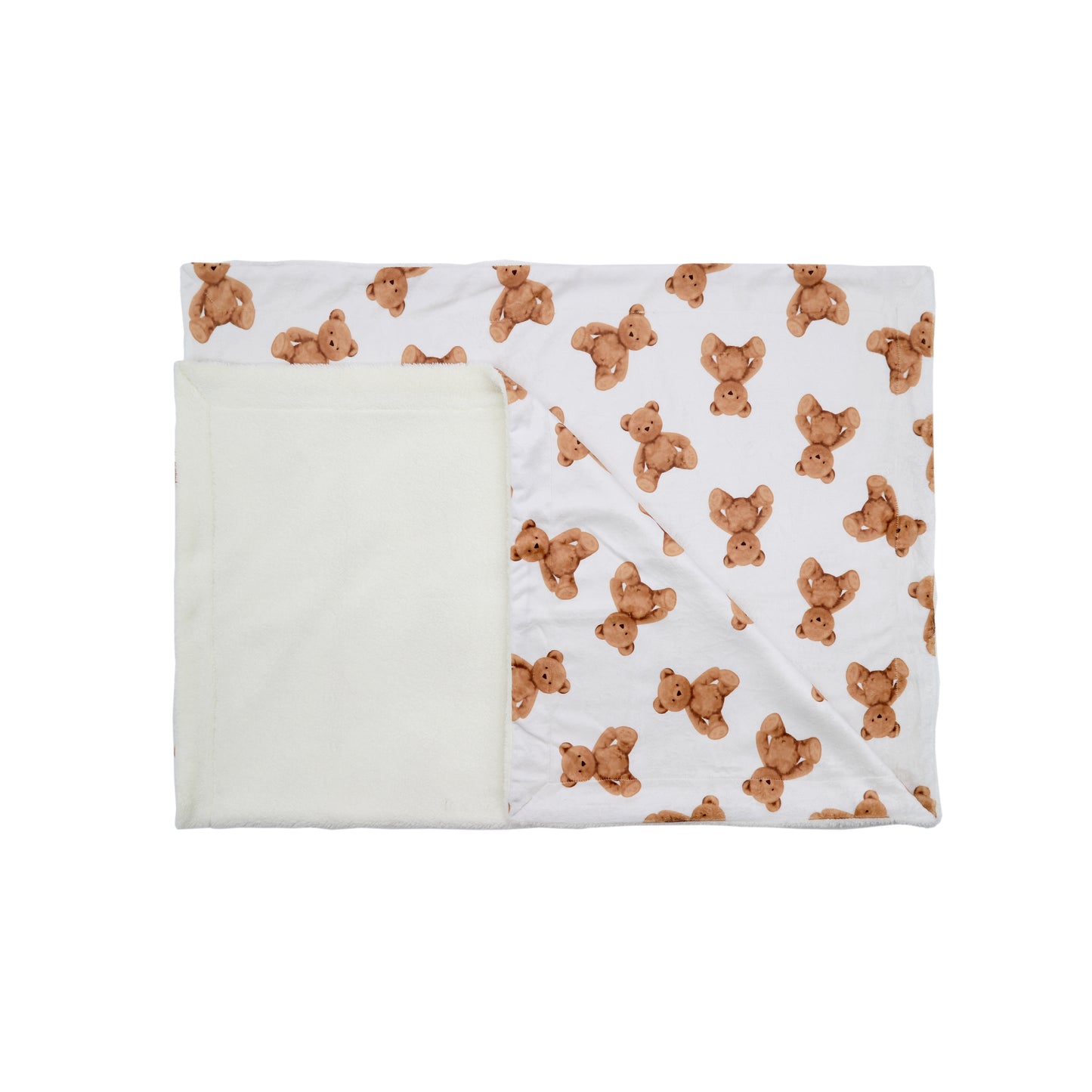 Kid Printed Fluffy Plush Soft Warm Flannel Fleece Children Throw Sherpa Kids Blanket, 40" x 50" Brown Teddy Bear