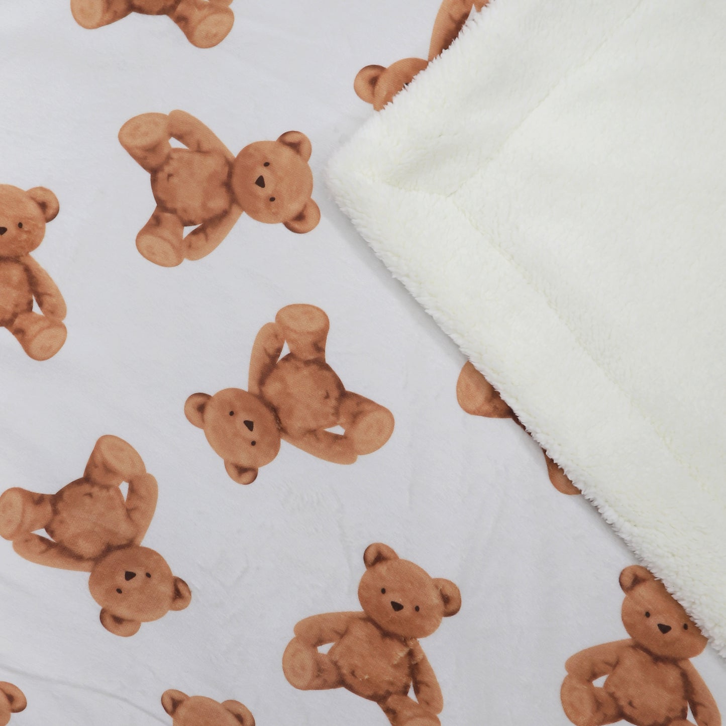 Kid Printed Fluffy Plush Soft Warm Flannel Fleece Children Throw Sherpa Kids Blanket, 40" x 50" Brown Teddy Bear