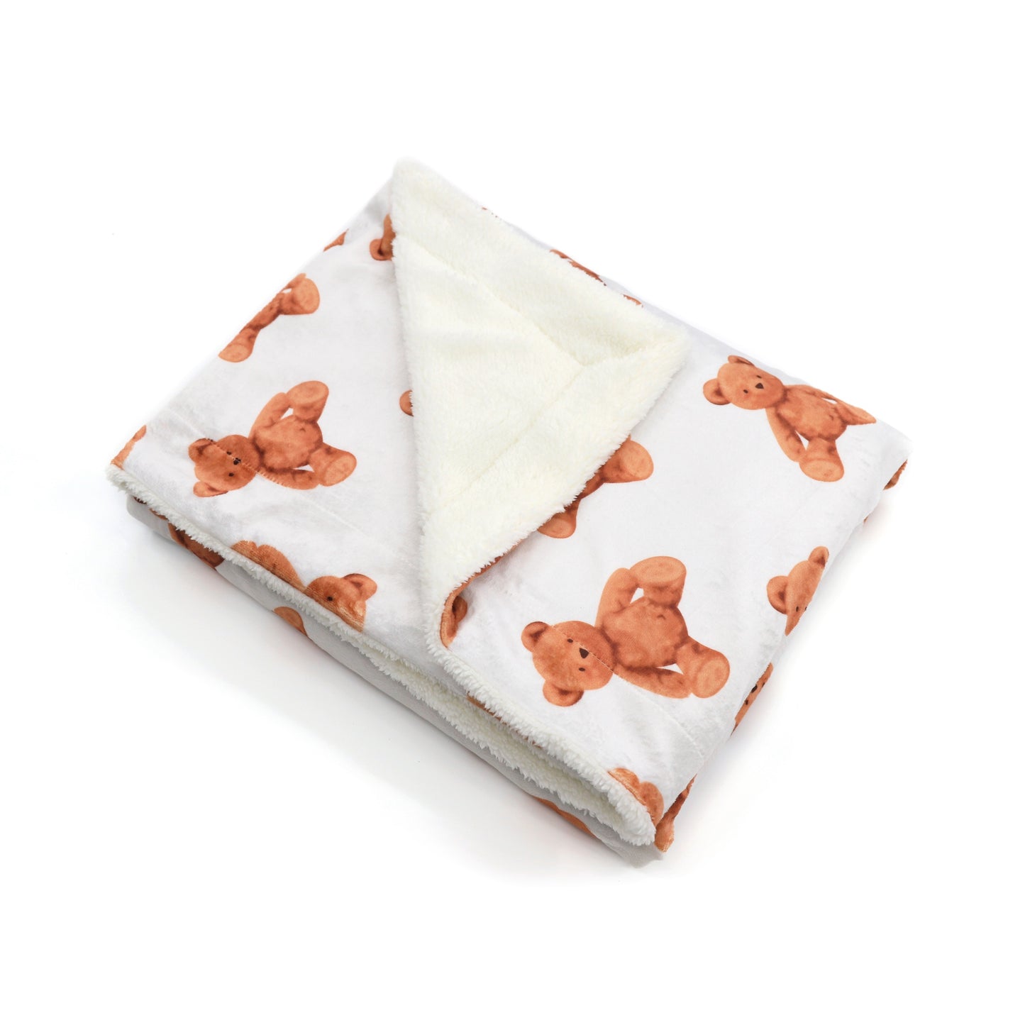 Kid Printed Fluffy Plush Soft Warm Flannel Fleece Children Throw Sherpa Kids Blanket, 40" x 50" Brown Teddy Bear
