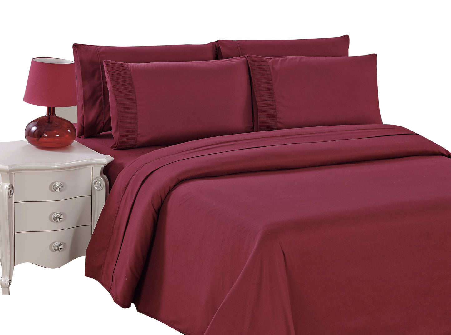 Solid Rayon from Bamboo Soft Bedding Silky Zipper All Season Duvet Cover Set, Burgundy