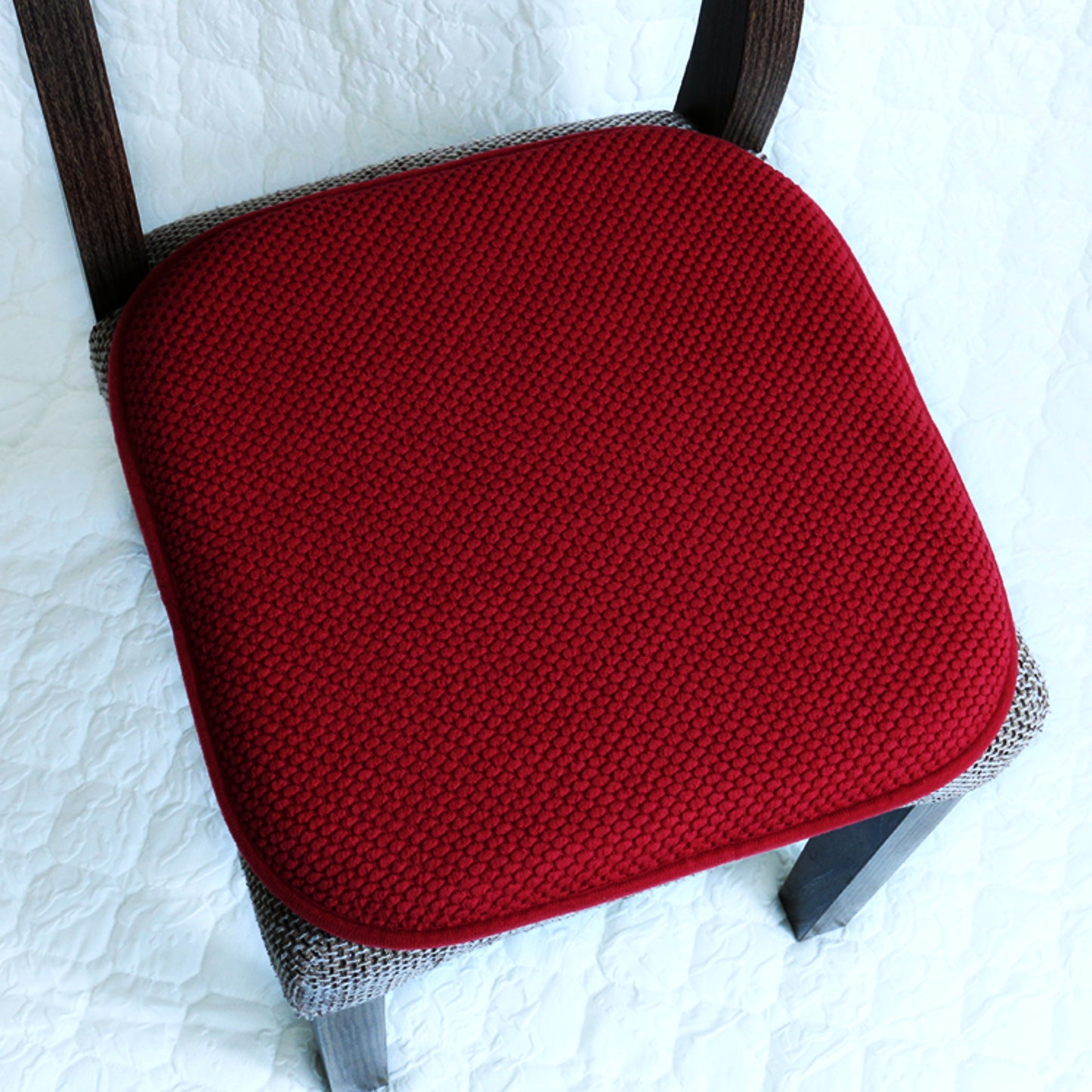 Memory Foam Honeycomb Premium Thick Chair Nonslip Rubber Back Seat Pads Kitchen Chair Cushion Set 16 x 16 Inch, Burgundy