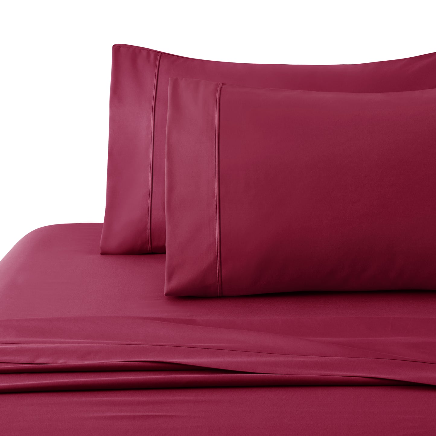 600 Thread Count Cotton Percale Soft Deep Pocket Solid Bedding All Season Sheet Set, Burgundy