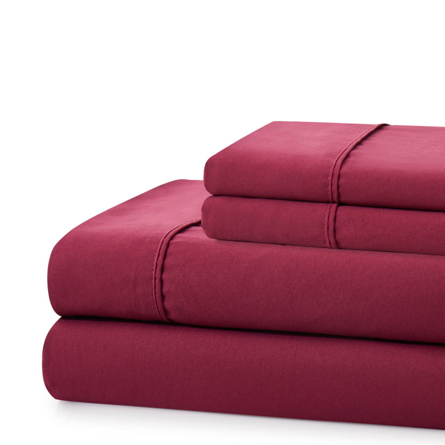 600 Thread Count Cotton Percale Soft Deep Pocket Solid Bedding All Season Sheet Set, Burgundy
