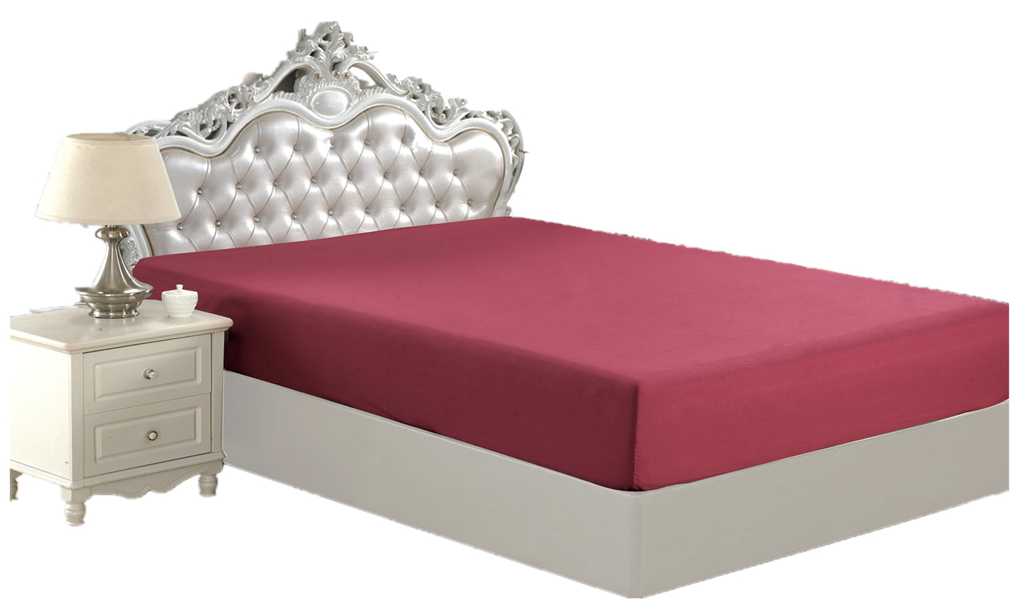 Solid Rayon from Bamboo Soft Silky Deep Pocket All Season Bedding Wrinkle Free Fitted Sheet, Burgundy