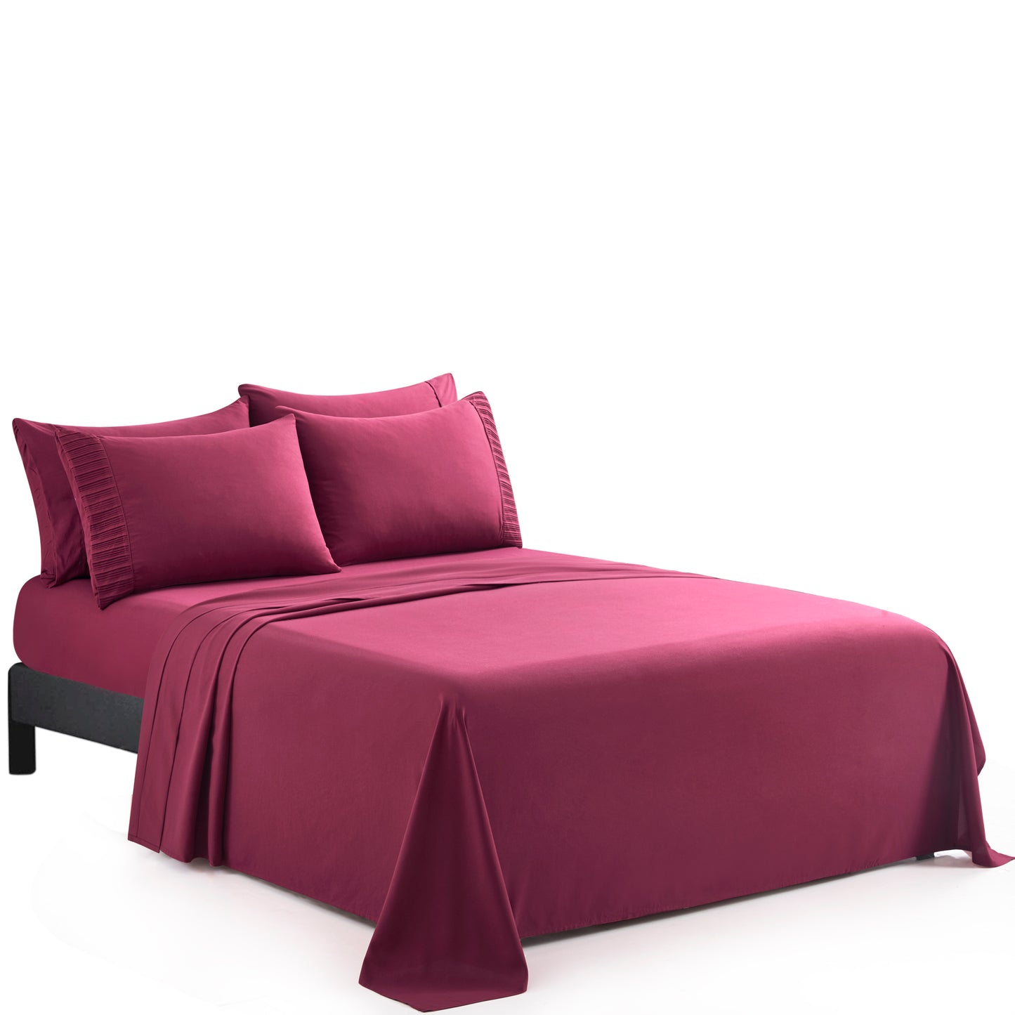 Solid Rayon from Bamboo Soft Silky Deep Pocket Bedding All Season Sheet Set, Burgundy